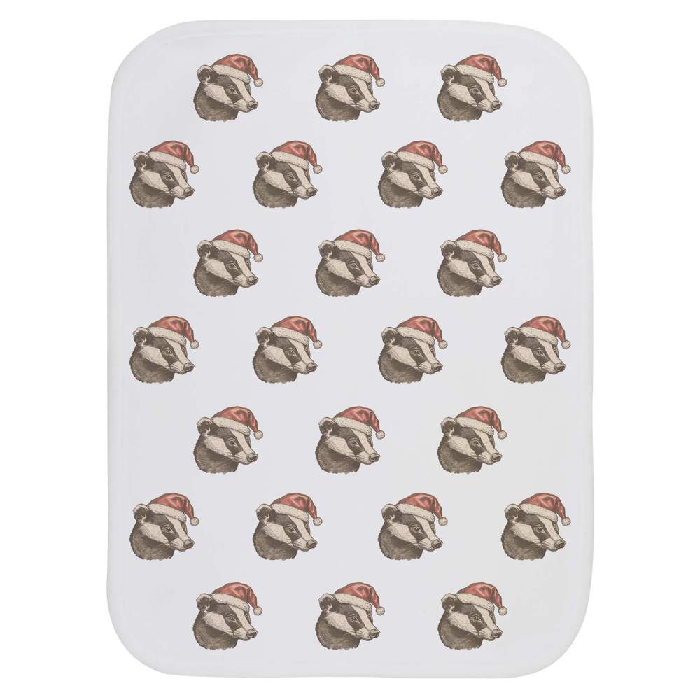 'Badger Wearing Santa Hat' Baby Burp / Wash Cloth (BC00034012)