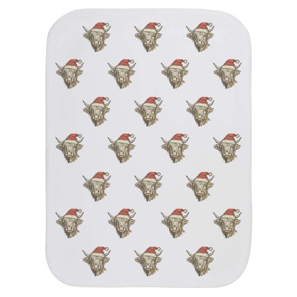 'Highland Cow Wearing Santa Hat' Baby Burp / Wash Cloth (BC00034016)