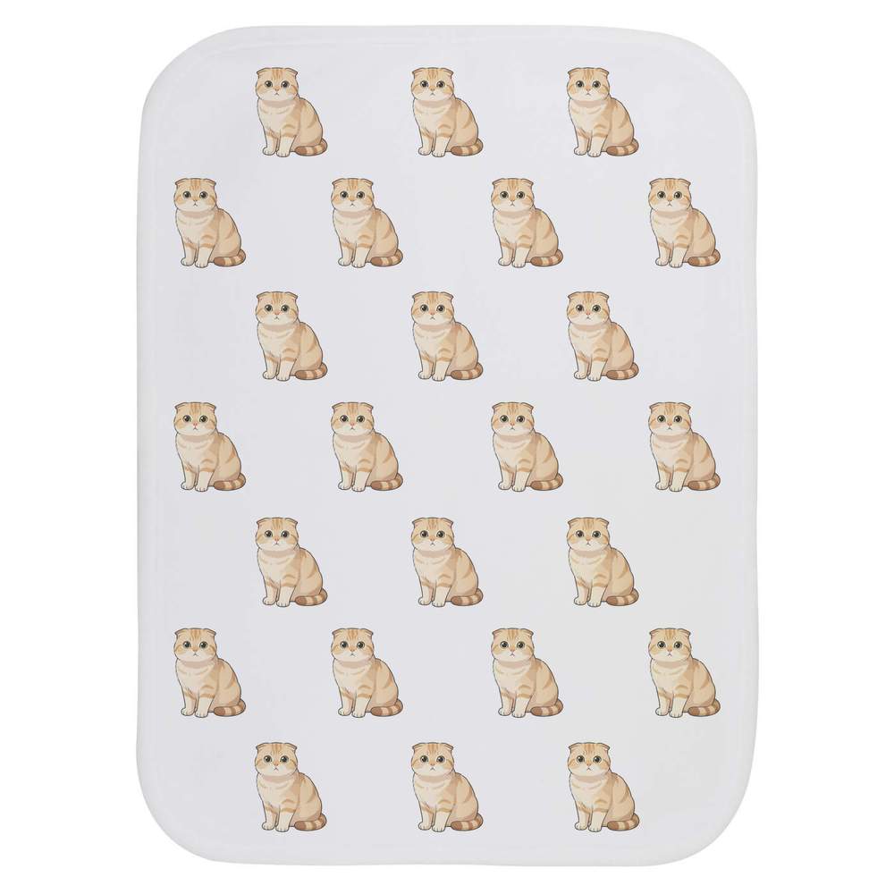 'Kawaii Scottish Fold Cat' Baby Burp / Wash Cloth - Soft Absorbent Towel for Feeding, Bathing, Newborns and Baby Gifts (BC00039357)