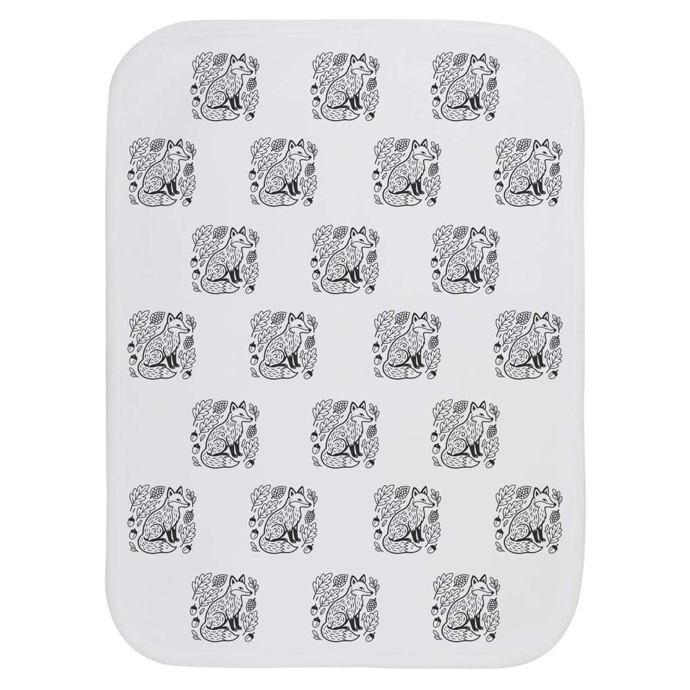 'Folk Style Woodland Fox' Baby Burp / Wash Cloth - Soft Absorbent Towel for Feeding, Bathing, Newborns and Baby Gifts (BC00040122)