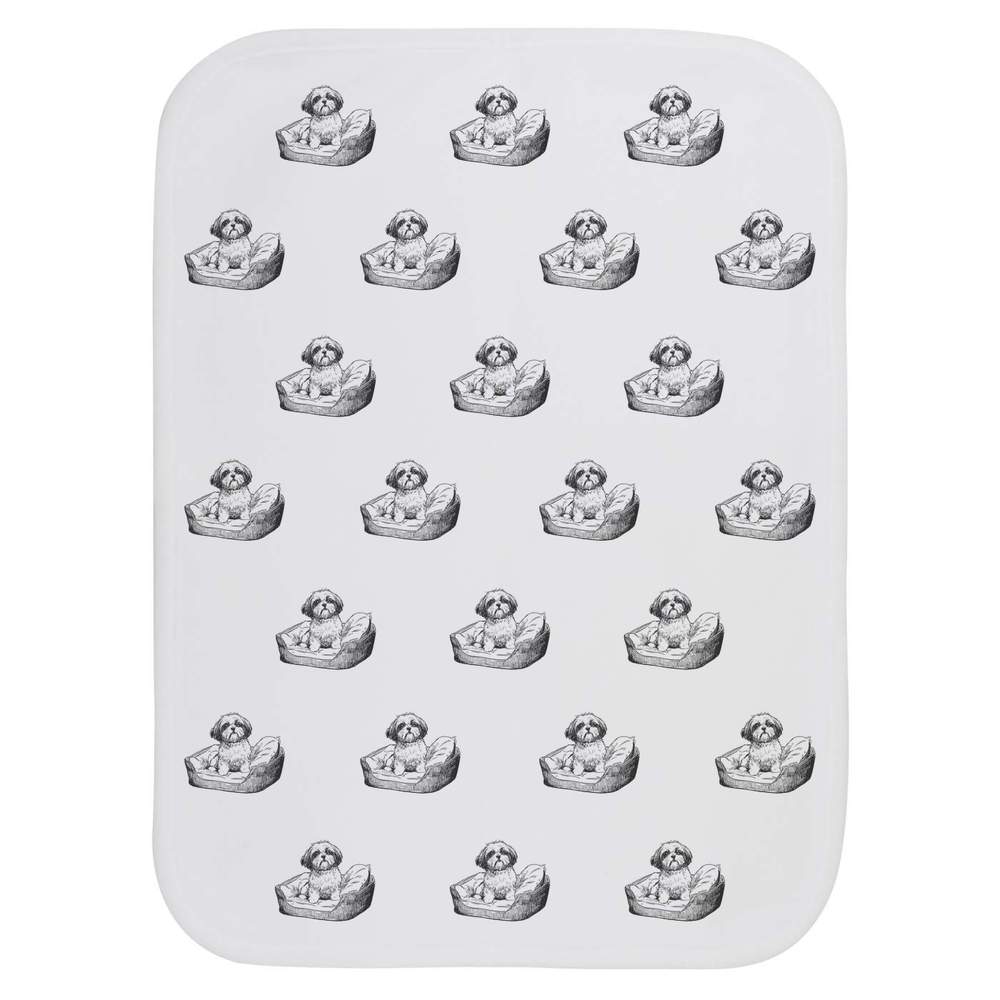 'Shih Tzu on Pet Bed' Baby Burp / Wash Cloth - Soft Absorbent Towel for Feeding, Bathing, Newborns and Baby Gifts (BC00042104)