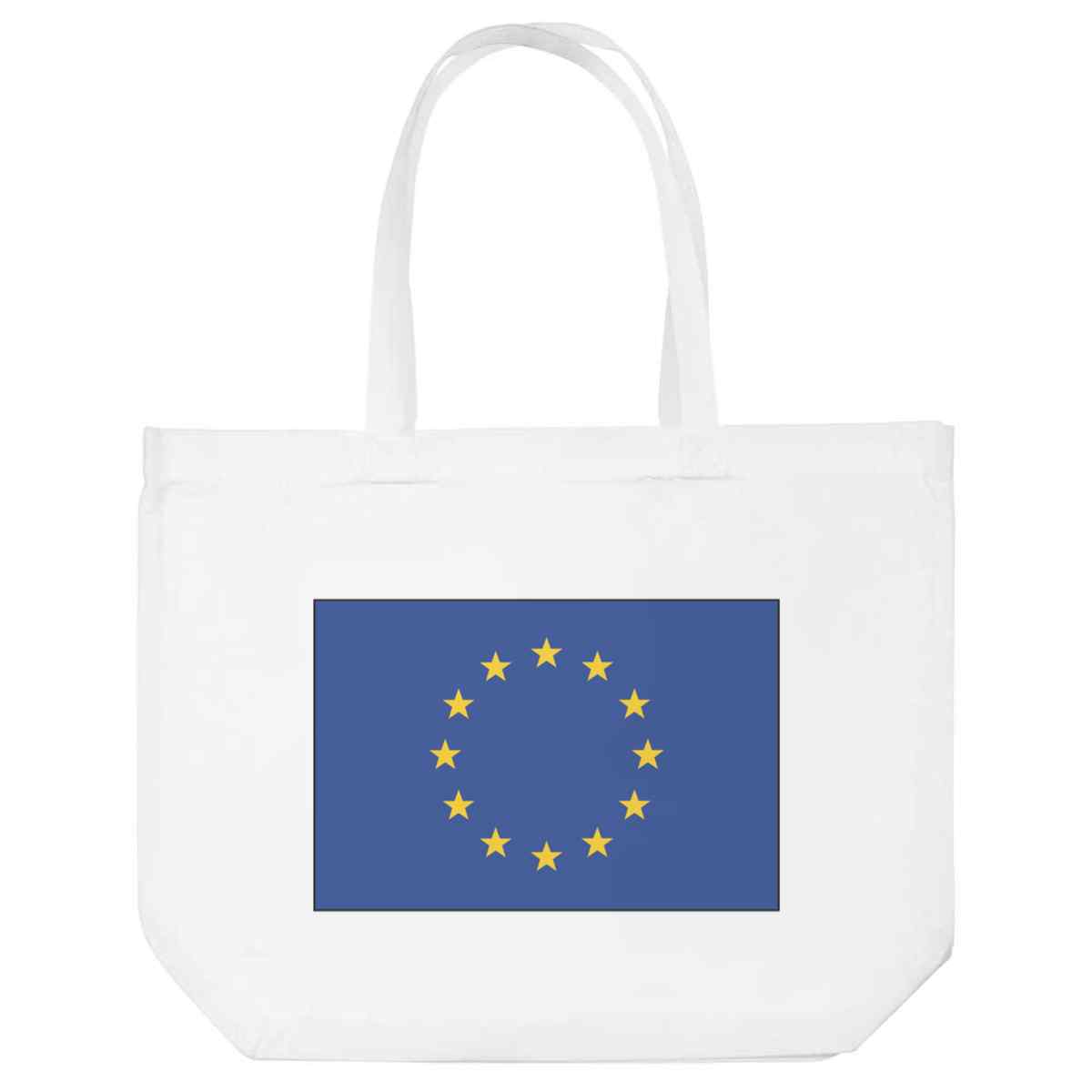 'European Union Flag' Reusable Shopping Tote Bag - White - Reusable Shopper for Groceries, Books, Work, School and Travel (BG00011942)