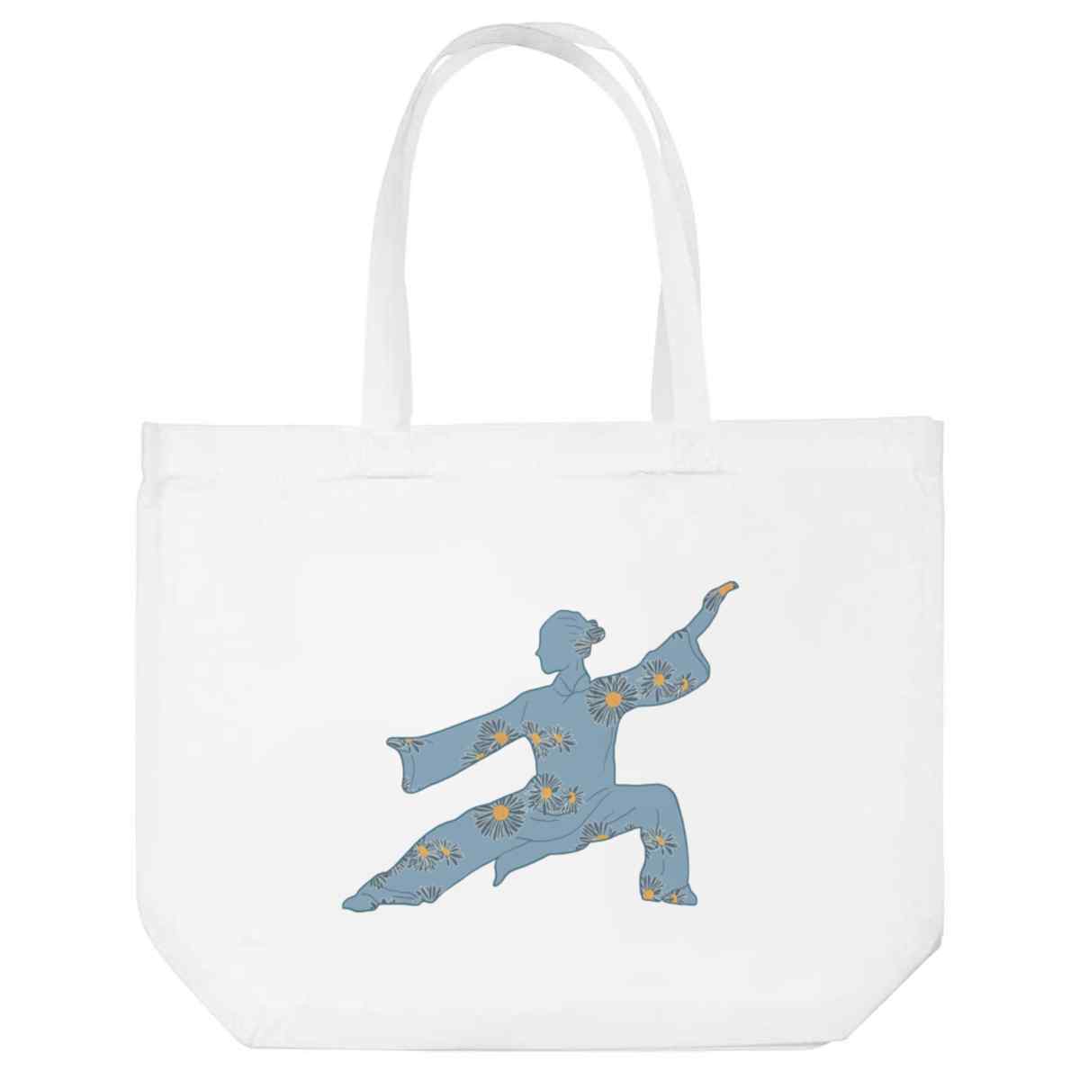 'Tai Chi floral lady ' Reusable Shopping Tote Bag - White - Reusable Shopper for Groceries, Books, Work, School and Travel (BG00072447)