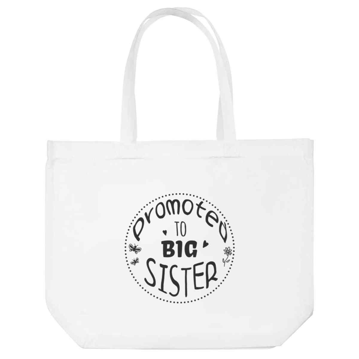 'Big Sister' Reusable Shopping Tote Bag - White - Reusable Shopper for Groceries, Books, Work, School and Travel (BG00075105)