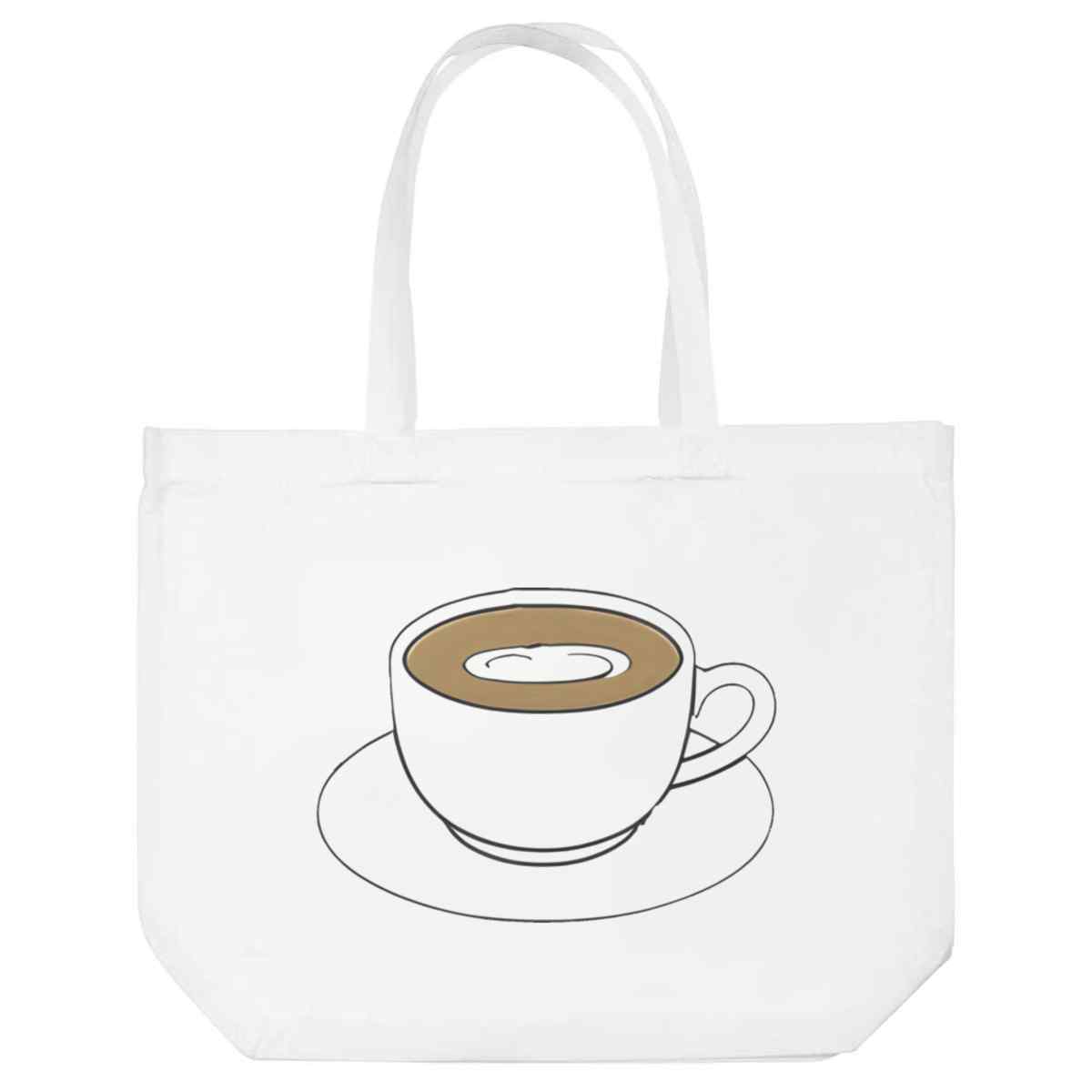 'Coffee Cup' Reusable Shopping Tote Bag - White - Reusable Shopper for Groceries, Books, Work, School and Travel (BG00075260)