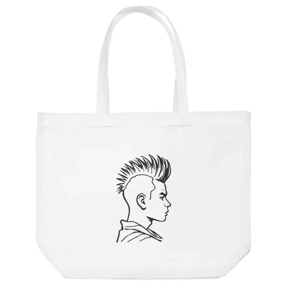 'Mohawk Hairstyle' Reusable Shopping Tote Bag - White - Reusable Shopper for Groceries, Books, Work, School and Travel (BG00076539)