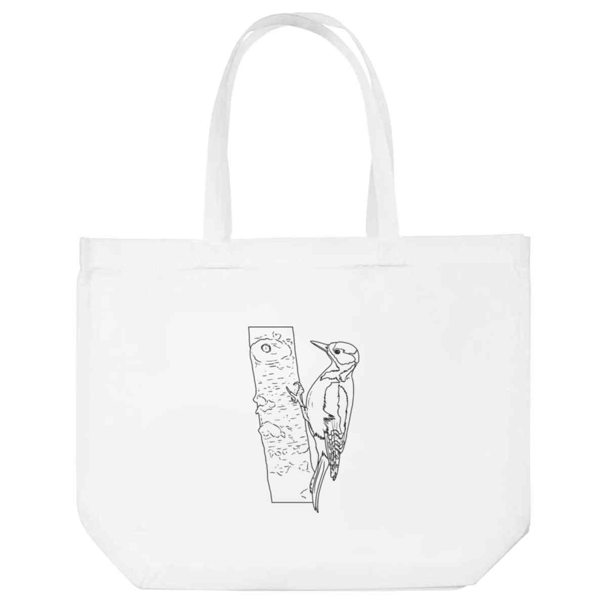 'Woodpecker On Tree' Reusable Shopping Tote Bag - White - Reusable Shopper for Groceries, Books, Work, School and Travel (BG00076909)