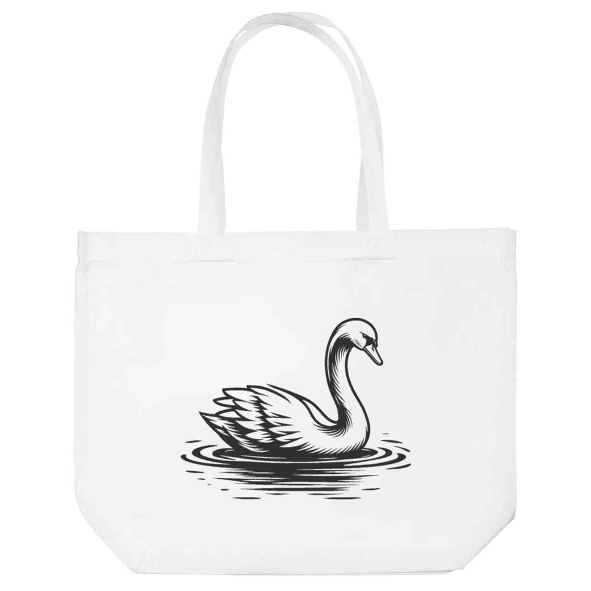 'Graceful Swan' Reusable Shopping Tote Bag - White - Reusable Shopper for Groceries, Books, Work, School and Travel (BG00077378)