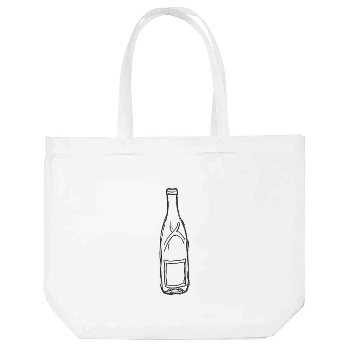 'Wine Bottle' Reusable Shopping Tote Bag - White - Reusable Shopper for Groceries, Books, Work, School and Travel (BG00078504)