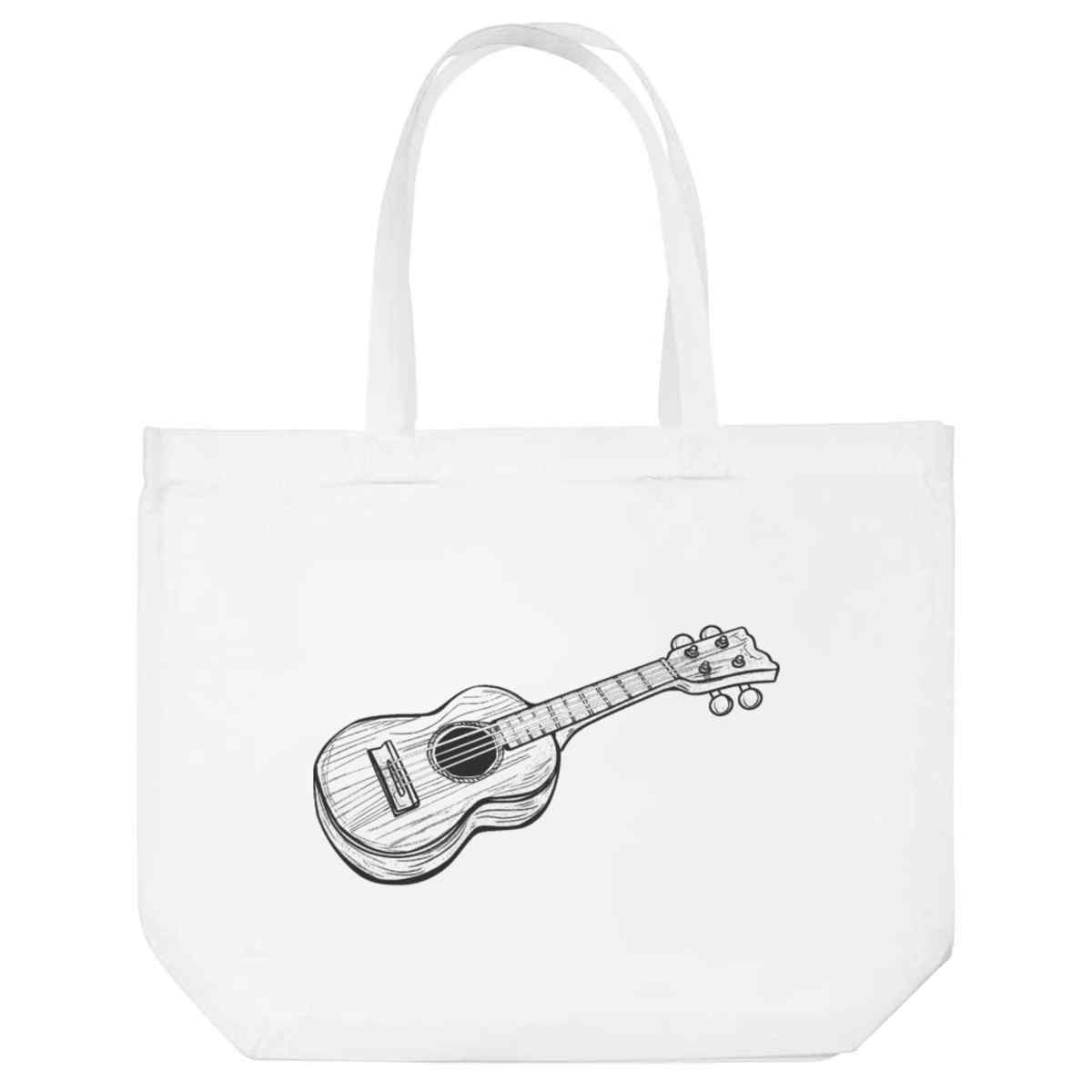 'Ukelele Instrument' Reusable Shopping Tote Bag - White - Reusable Shopper for Groceries, Books, Work, School and Travel (BG00079056)