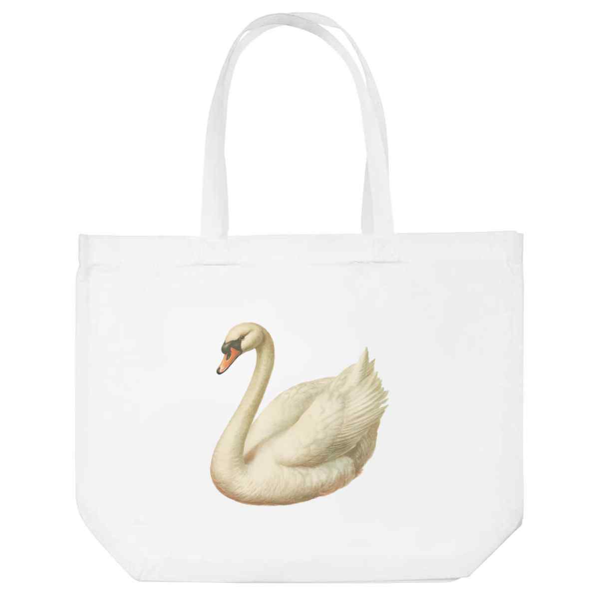 'White Swan ' Reusable Shopping Tote Bag - White - Reusable Shopper for Groceries, Books, Work, School and Travel (BG00079914)