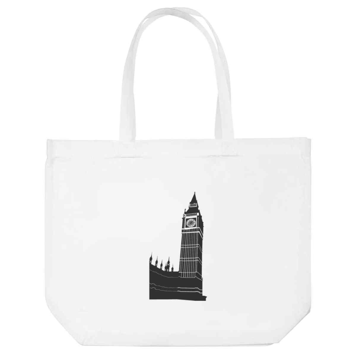 'Big Ben Clock' Reusable Shopping Tote Bag - White - Reusable Shopper for Groceries, Books, Work, School and Travel (BG00080584)