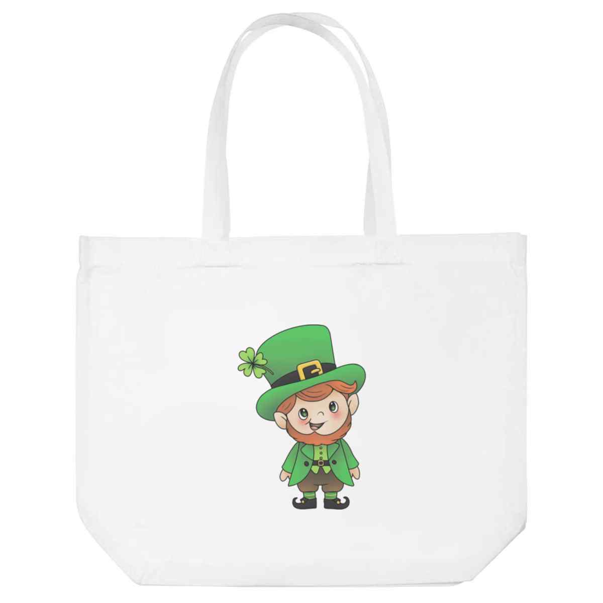 'Irish Leprechaun' Reusable Shopping Tote Bag - White - Reusable Shopper for Groceries, Books, Work, School and Travel (BG00080743)