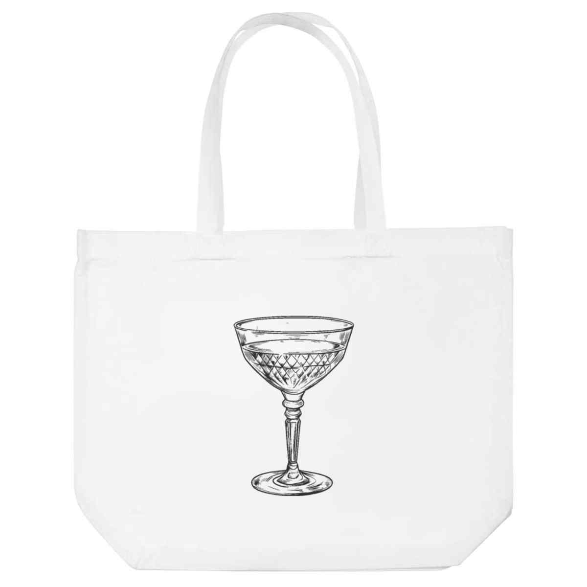 'Wine Glass' Reusable Shopping Tote Bag - White - Reusable Shopper for Groceries, Books, Work, School and Travel (BG00081058)
