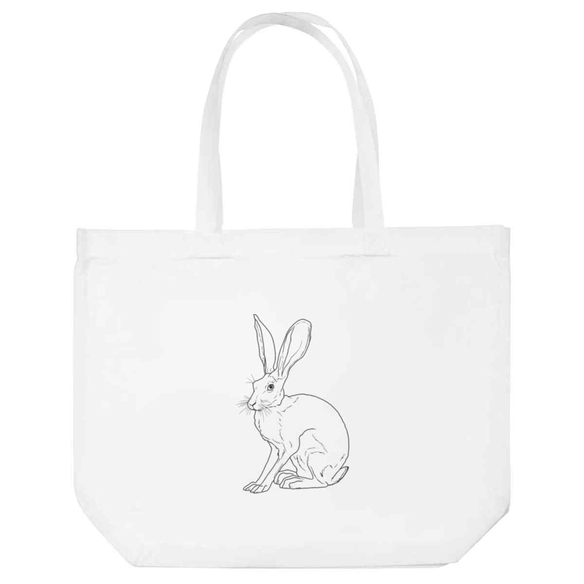 'Sitting Hare' Reusable Shopping Tote Bag - White - Reusable Shopper for Groceries, Books, Work, School and Travel (BG00081105)