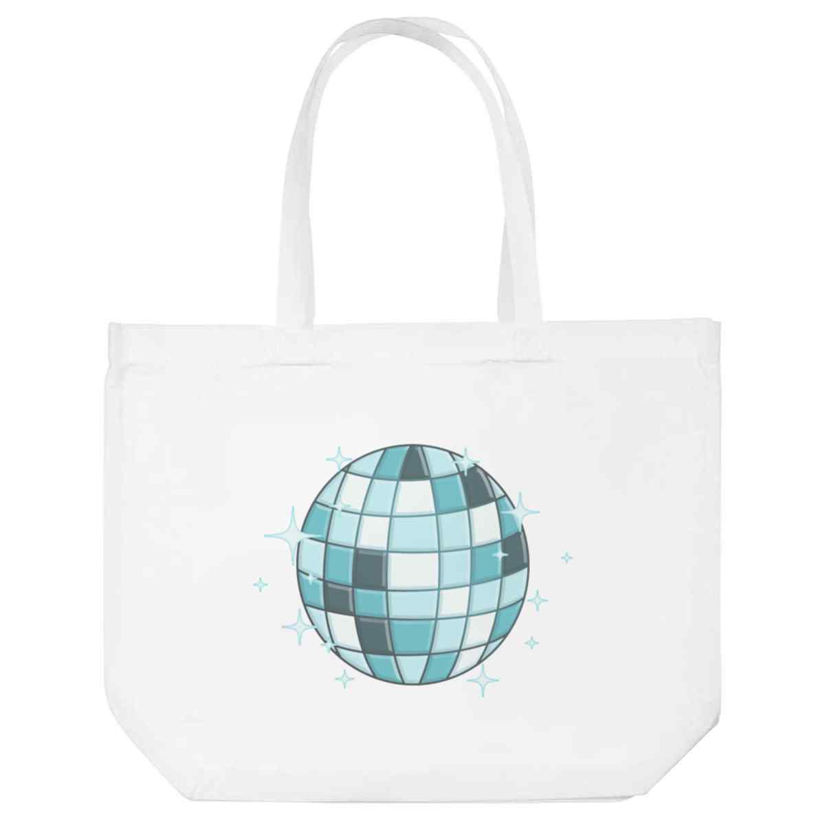 'Sparkling Disco Ball' Reusable Shopping Tote Bag - White - Reusable Shopper for Groceries, Books, Work, School and Travel (BG00081731)