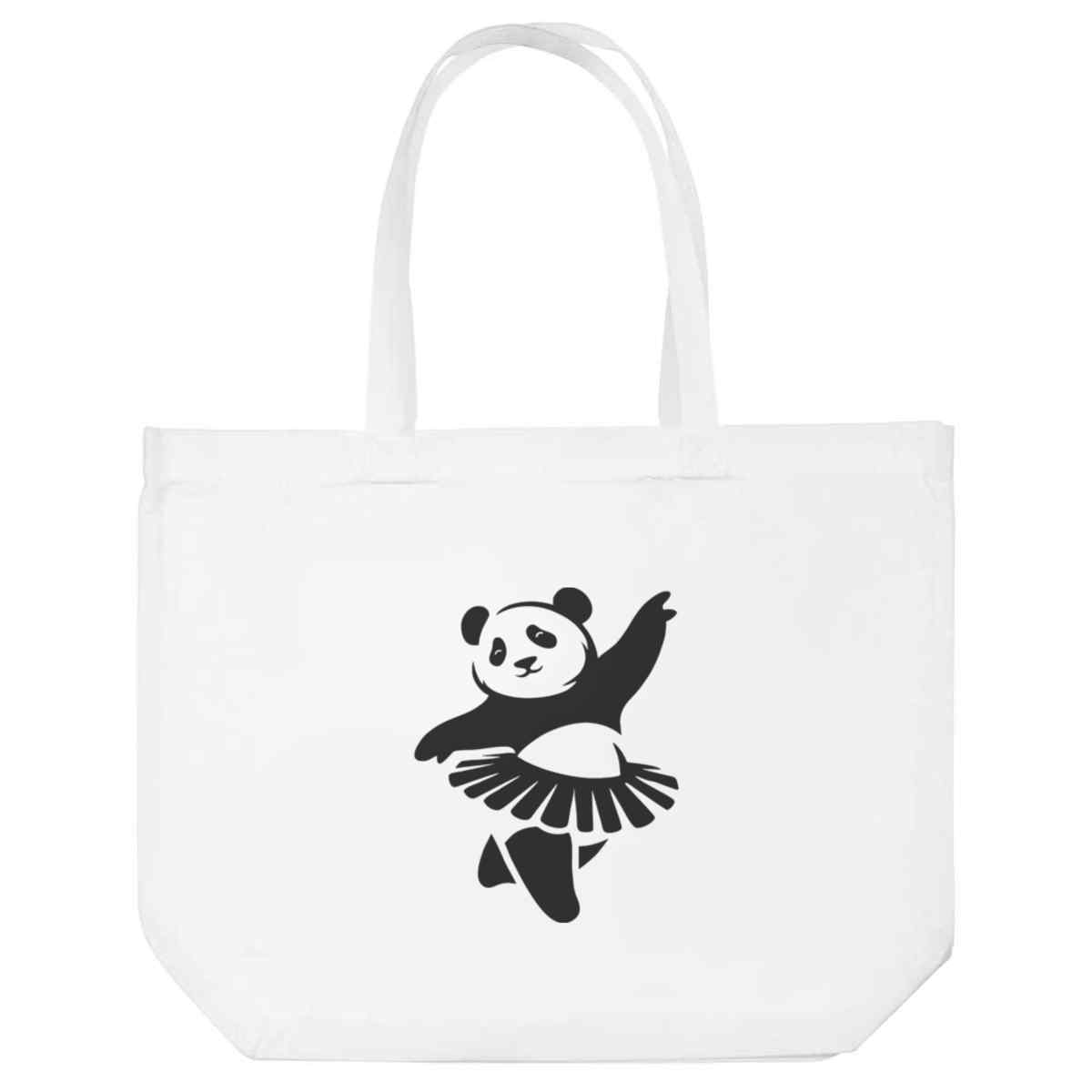 'Dancing Panda' Reusable Shopping Tote Bag - White - Reusable Shopper for Groceries, Books, Work, School and Travel (BG00082808)