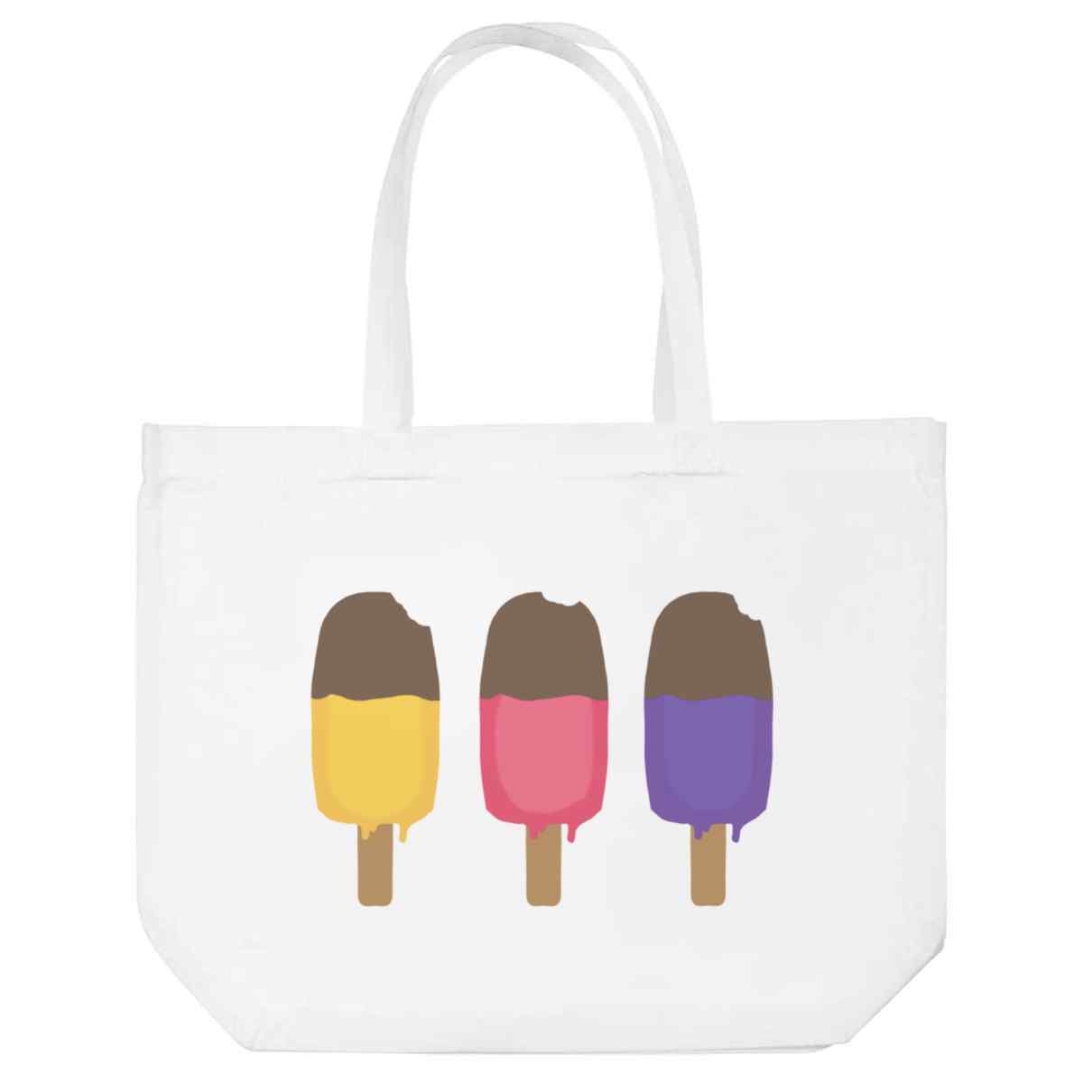 'Three Ice Lollies' Reusable Shopping Tote Bag - White - Reusable Shopper for Groceries, Books, Work, School and Travel (BG00083353)