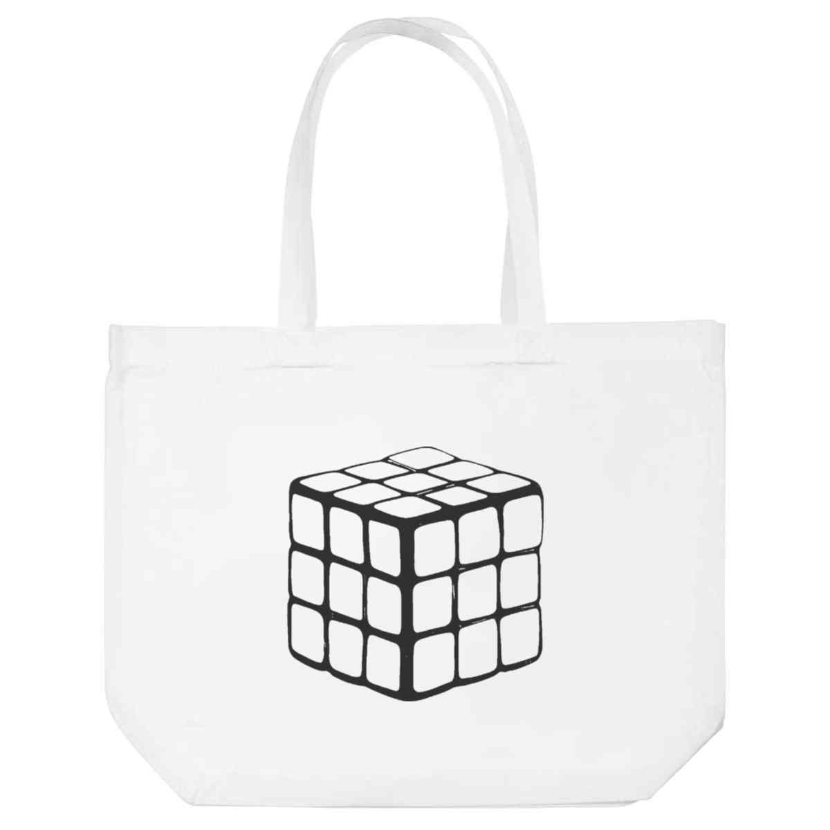 'Rubik's Cube' Reusable Shopping Tote Bag - White - Reusable Shopper for Groceries, Books, Work, School and Travel (BG00083486)