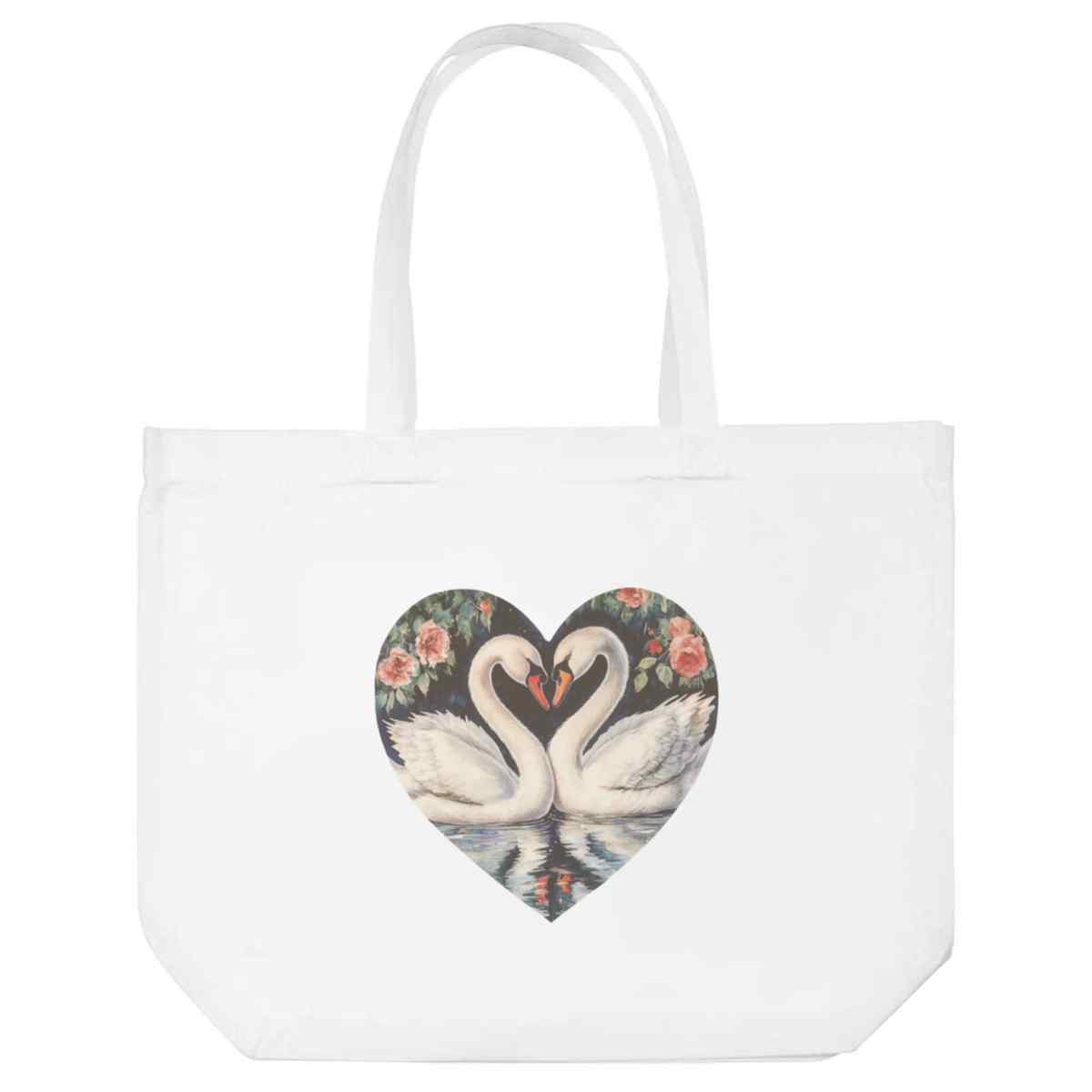 'Swan Couple with Flowers' Tote Shopping Bag For Life (BG00083504)