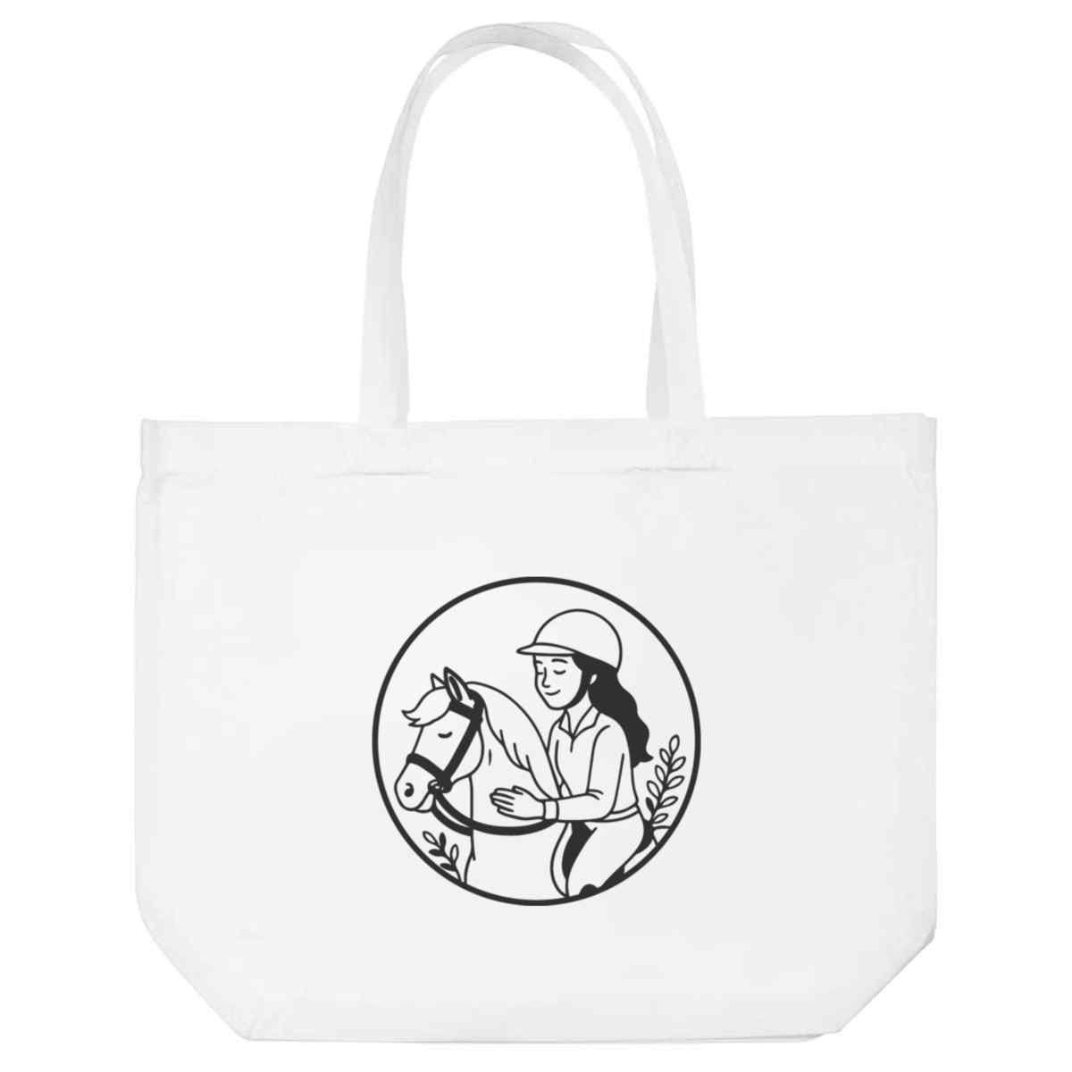 'Horse Rider' Reusable Shopping Tote Bag - White - Reusable Shopper for Groceries, Books, Work, School and Travel (BG00083603)