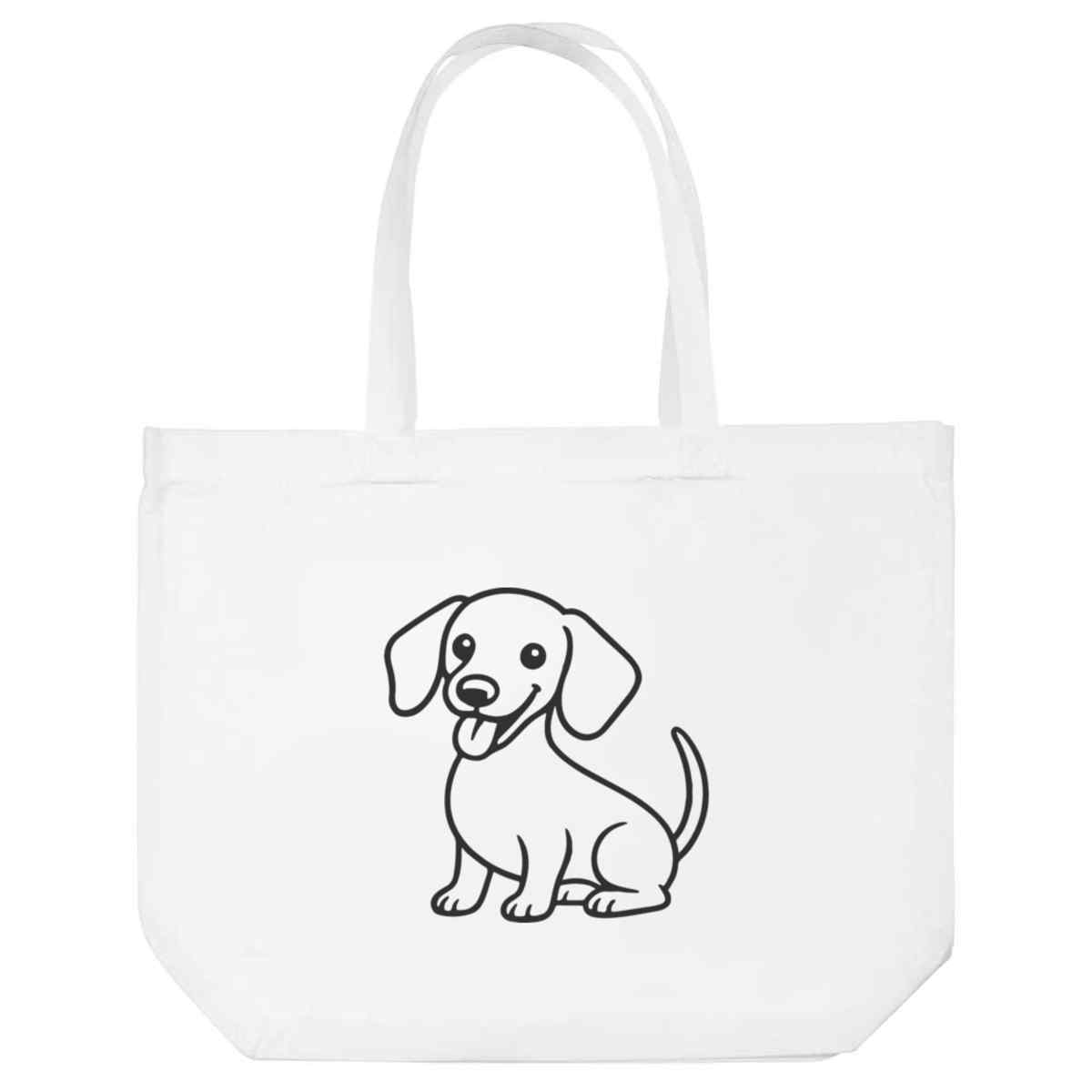 'Miniature Dachshund Dog' Reusable Shopping Tote Bag - White - Reusable Shopper for Groceries, Books, Work, School and Travel (BG00083932)