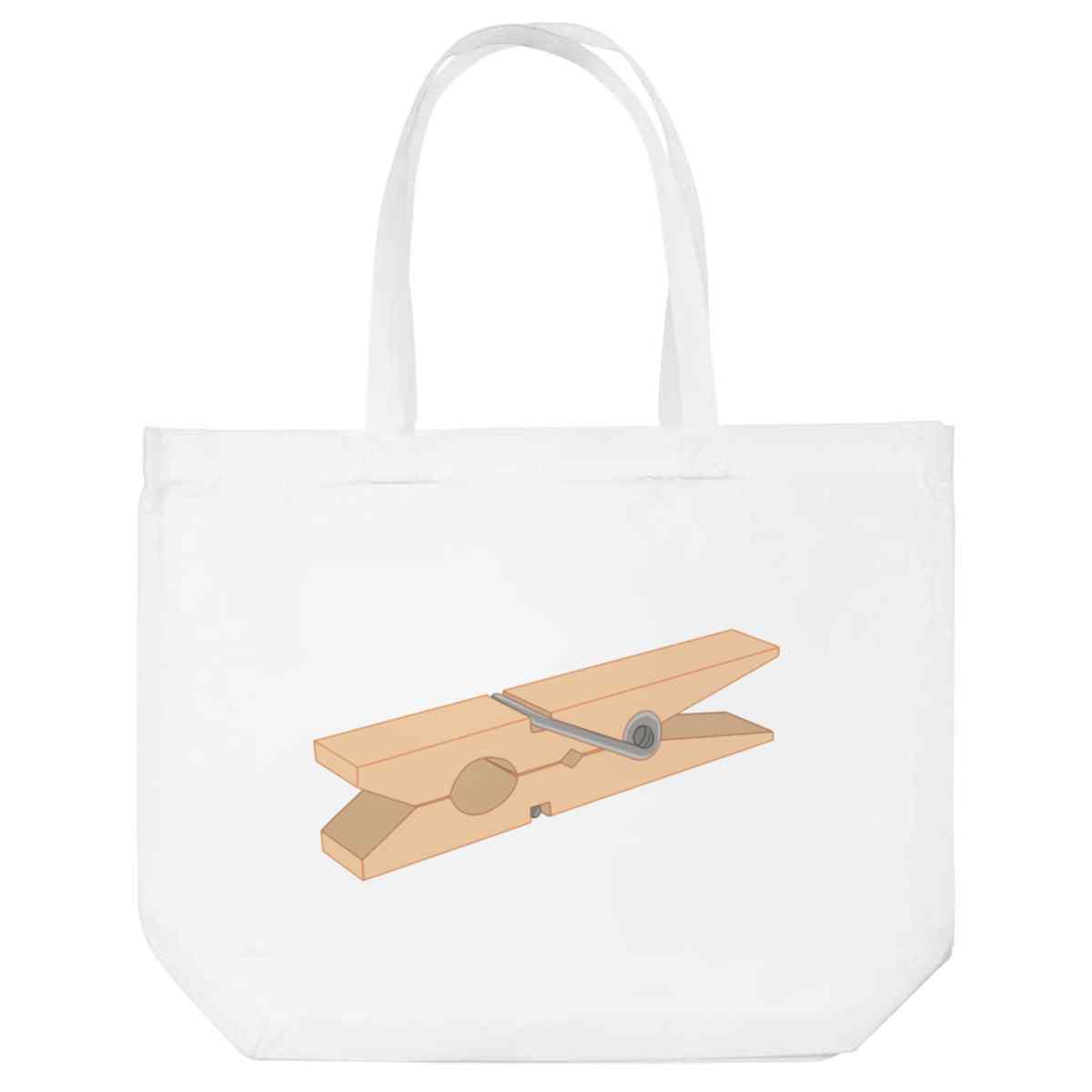 'Clothes Peg' Reusable Shopping Tote Bag - White - Reusable Shopper for Groceries, Books, Work, School and Travel (BG00084109)