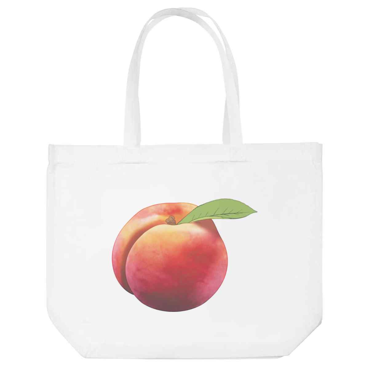 'Sweet Peach Fruit' Reusable Shopping Tote Bag - White - Reusable Shopper for Groceries, Books, Work, School and Travel (BG00084139)