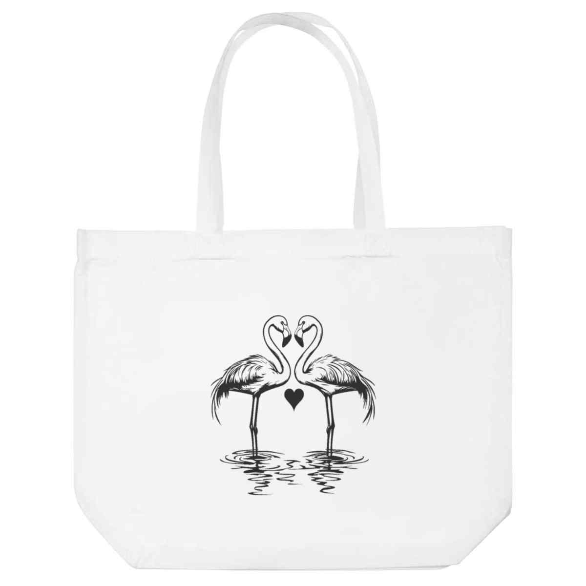 'Pair of Flamingos with Heart' Tote Shopping Bag For Life (BG00084556)