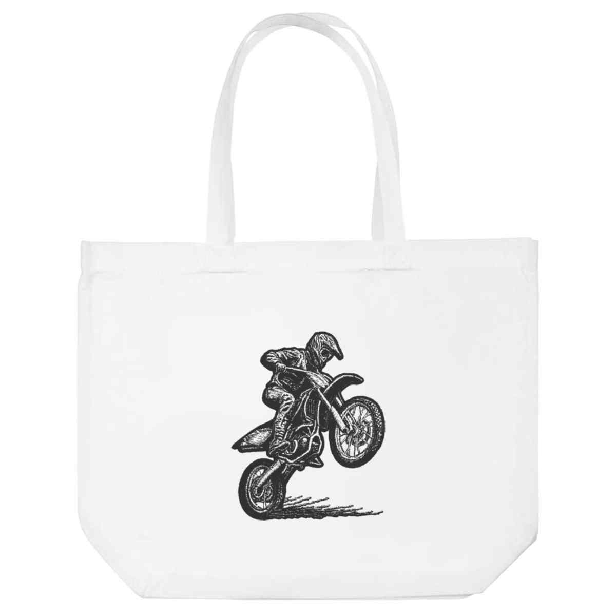 'Dirt Bike Rider' Reusable Shopping Tote Bag - White - Reusable Shopper for Groceries, Books, Work, School and Travel (BG00084888)