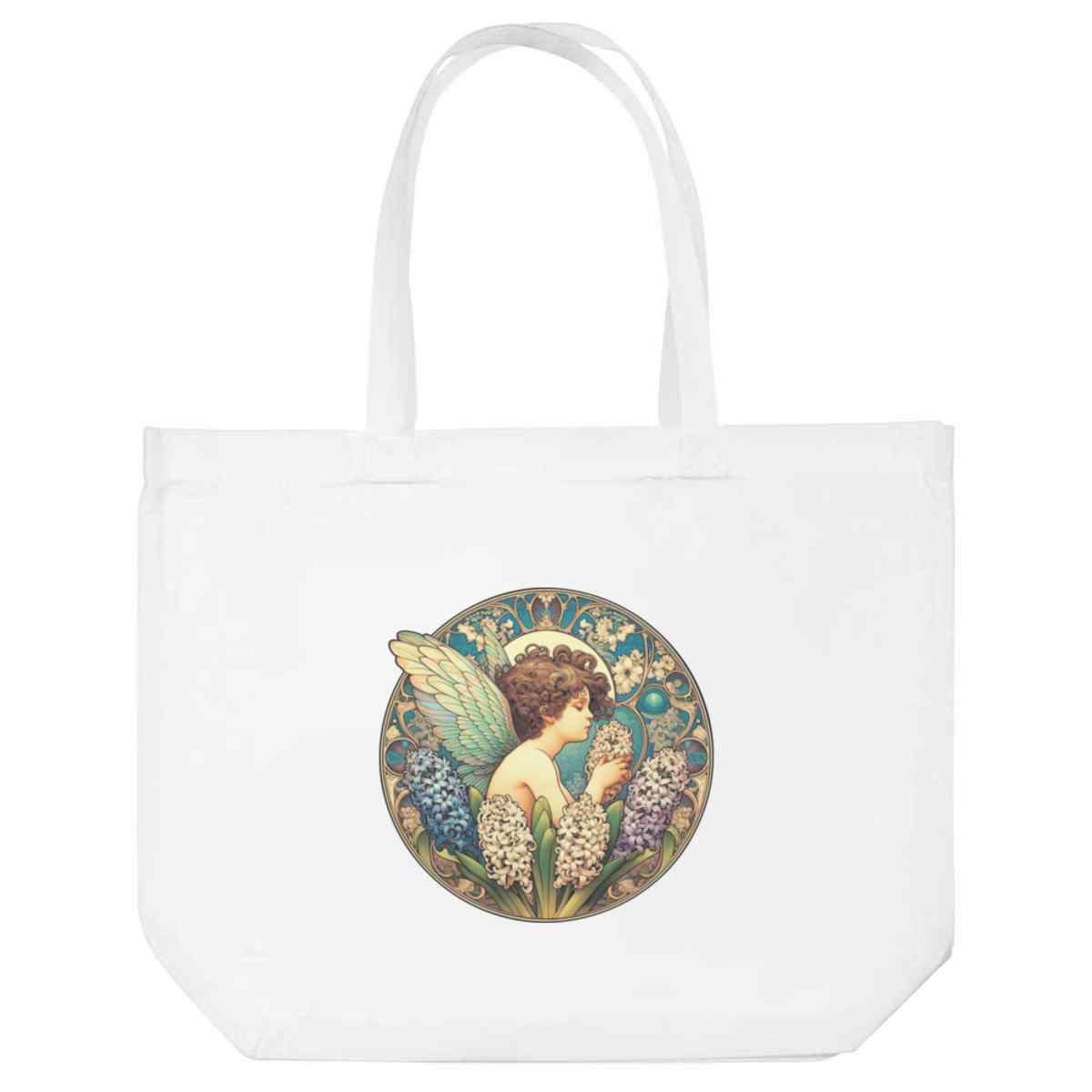 'Hyacinth Garden Fairy' Reusable Shopping Tote Bag - White - Reusable Shopper for Groceries, Books, Work, School and Travel (BG00084890)