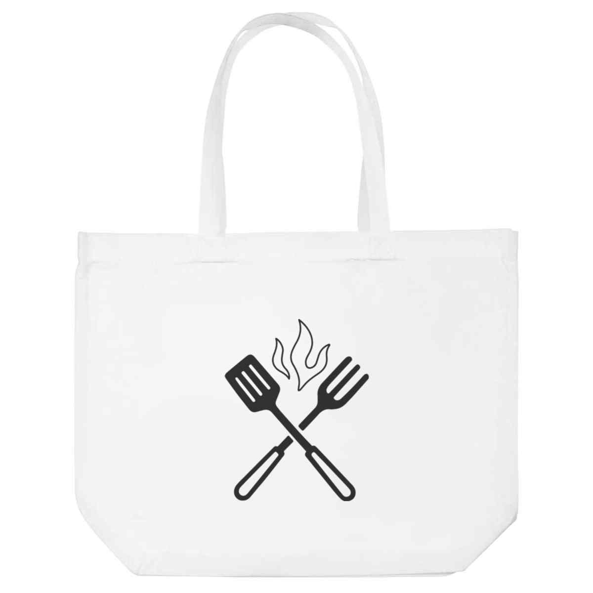 'Grilling Tools' Reusable Shopping Tote Bag - White - Reusable Shopper for Groceries, Books, Work, School and Travel (BG00085545)