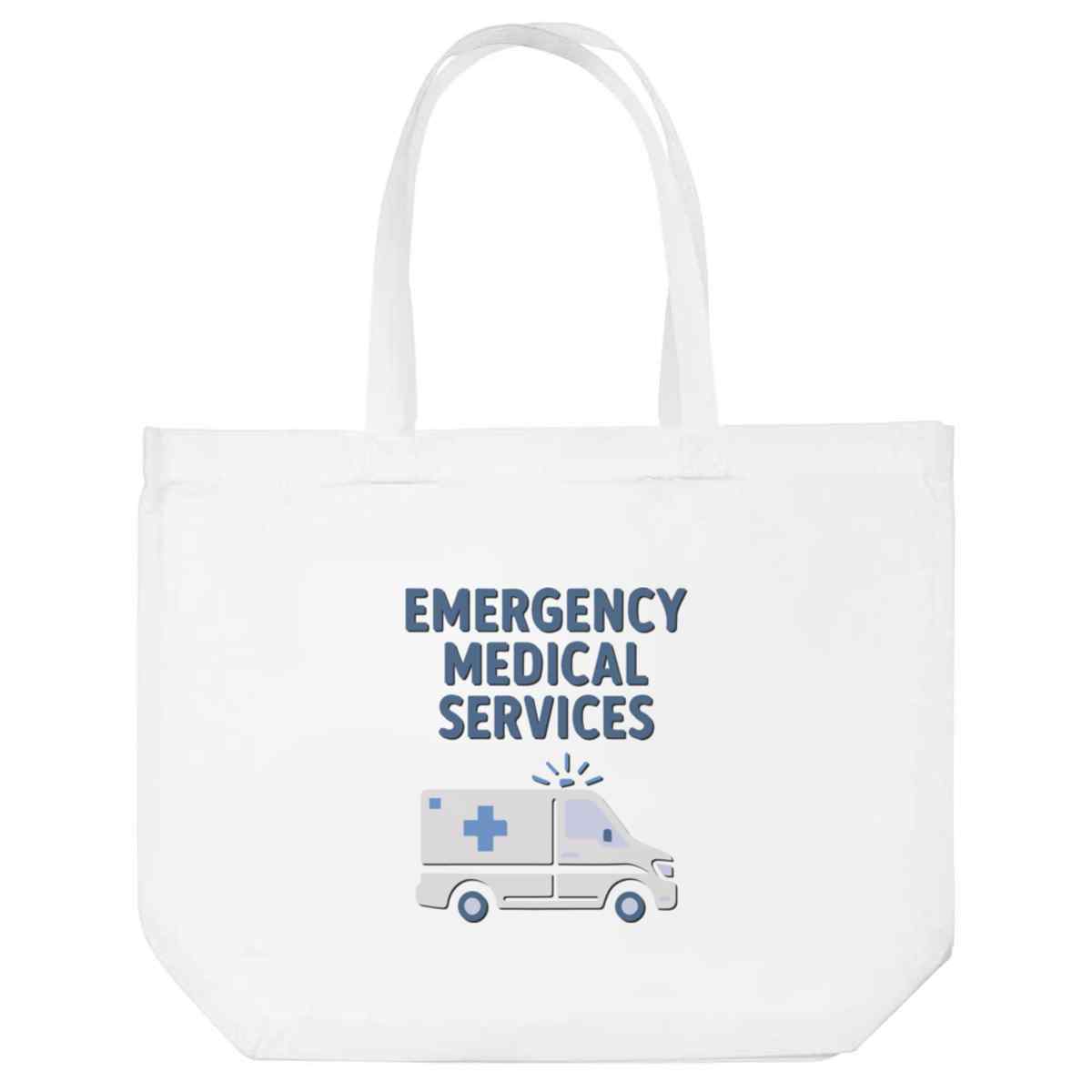 'Emergency Medical Service' Reusable Shopping Tote Bag - White - Reusable Shopper for Groceries, Books, Work, School and Travel (BG00085681)