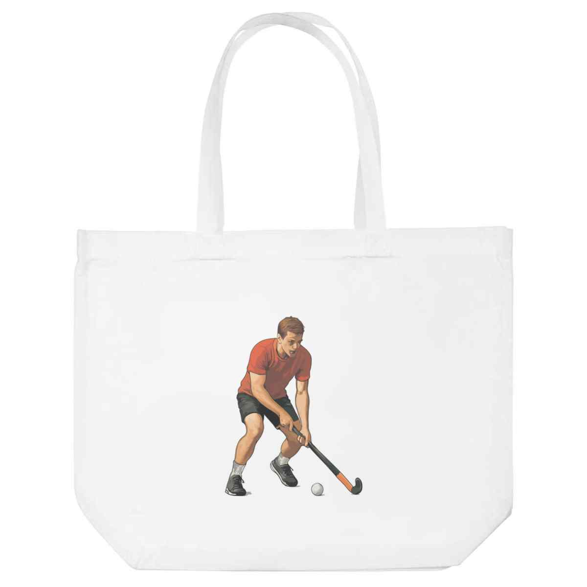 'Field Hockey Player' Reusable Shopping Tote Bag - White - Reusable Shopper for Groceries, Books, Work, School and Travel (BG00085745)