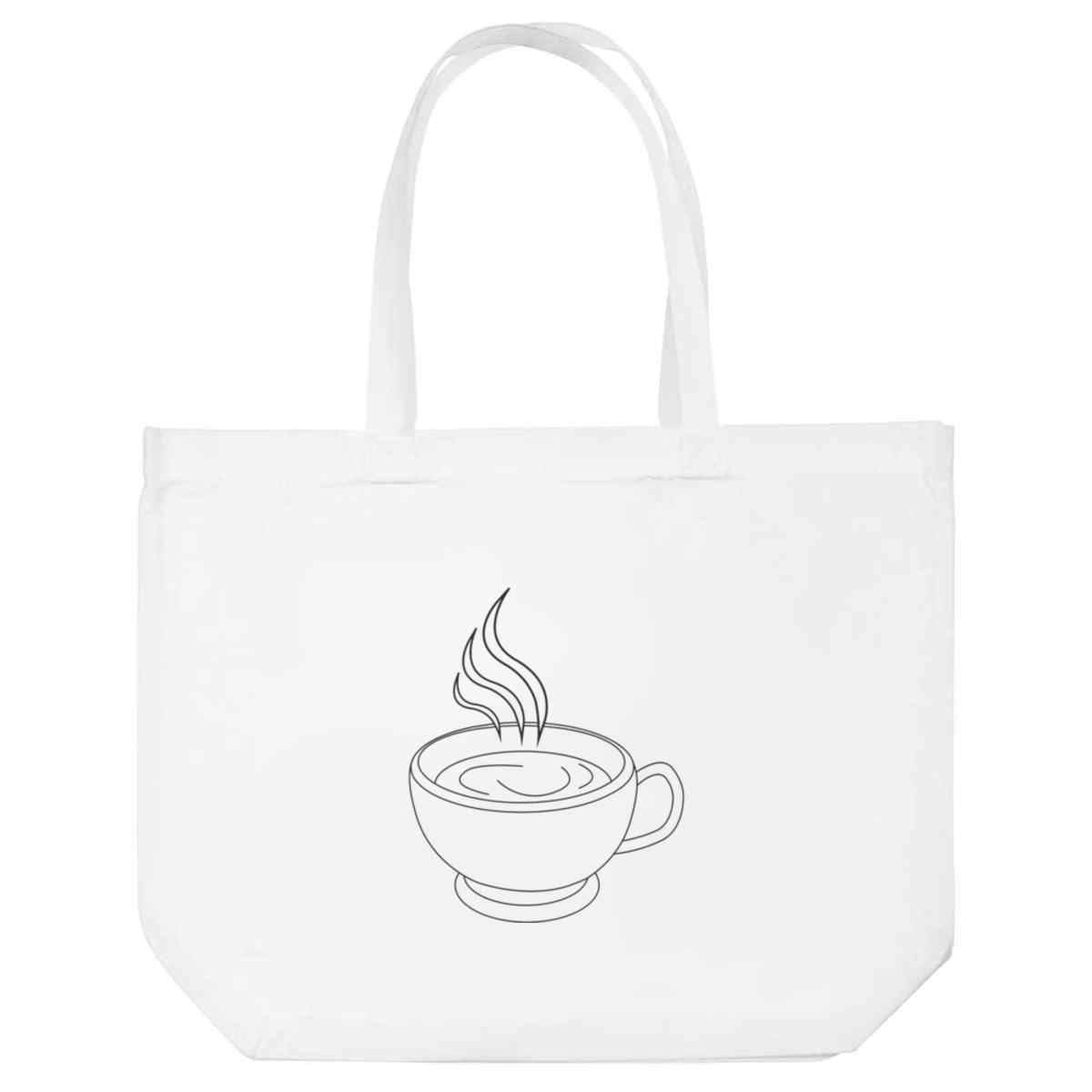 'Steaming Tea Cup' Reusable Shopping Tote Bag - White - Reusable Shopper for Groceries, Books, Work, School and Travel (BG00086208)