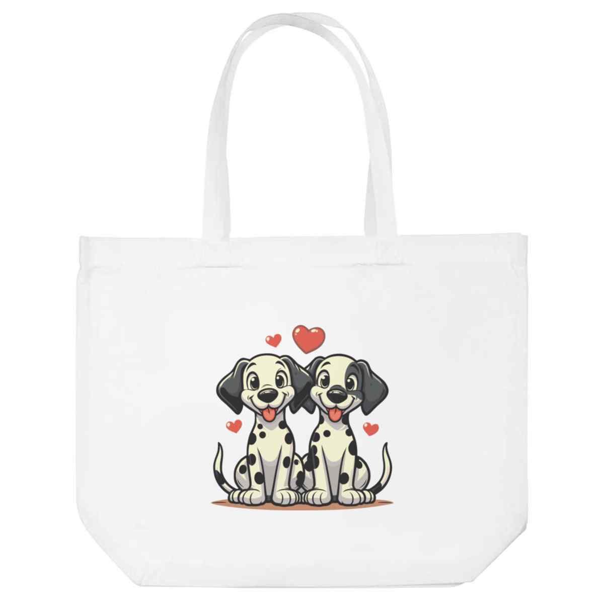 'Dalmation Best Friends' Reusable Shopping Tote Bag - White - Reusable Shopper for Groceries, Books, Work, School and Travel (BG00086273)