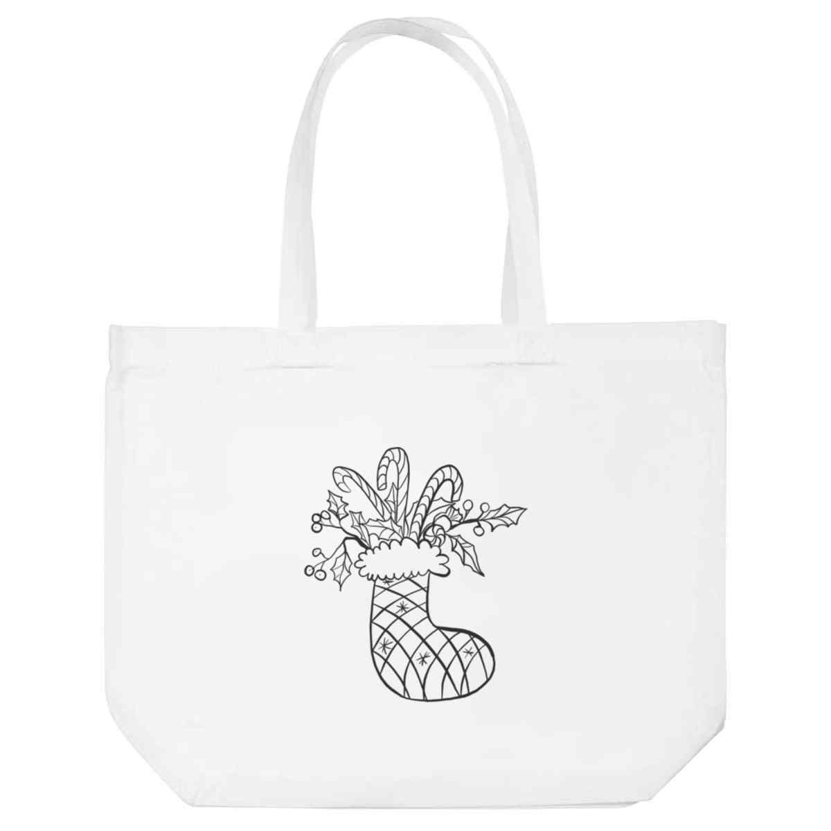 'Christmas Stocking With Candy Canes And Holly' Tote Shopping Bag For Life (BG00087910)