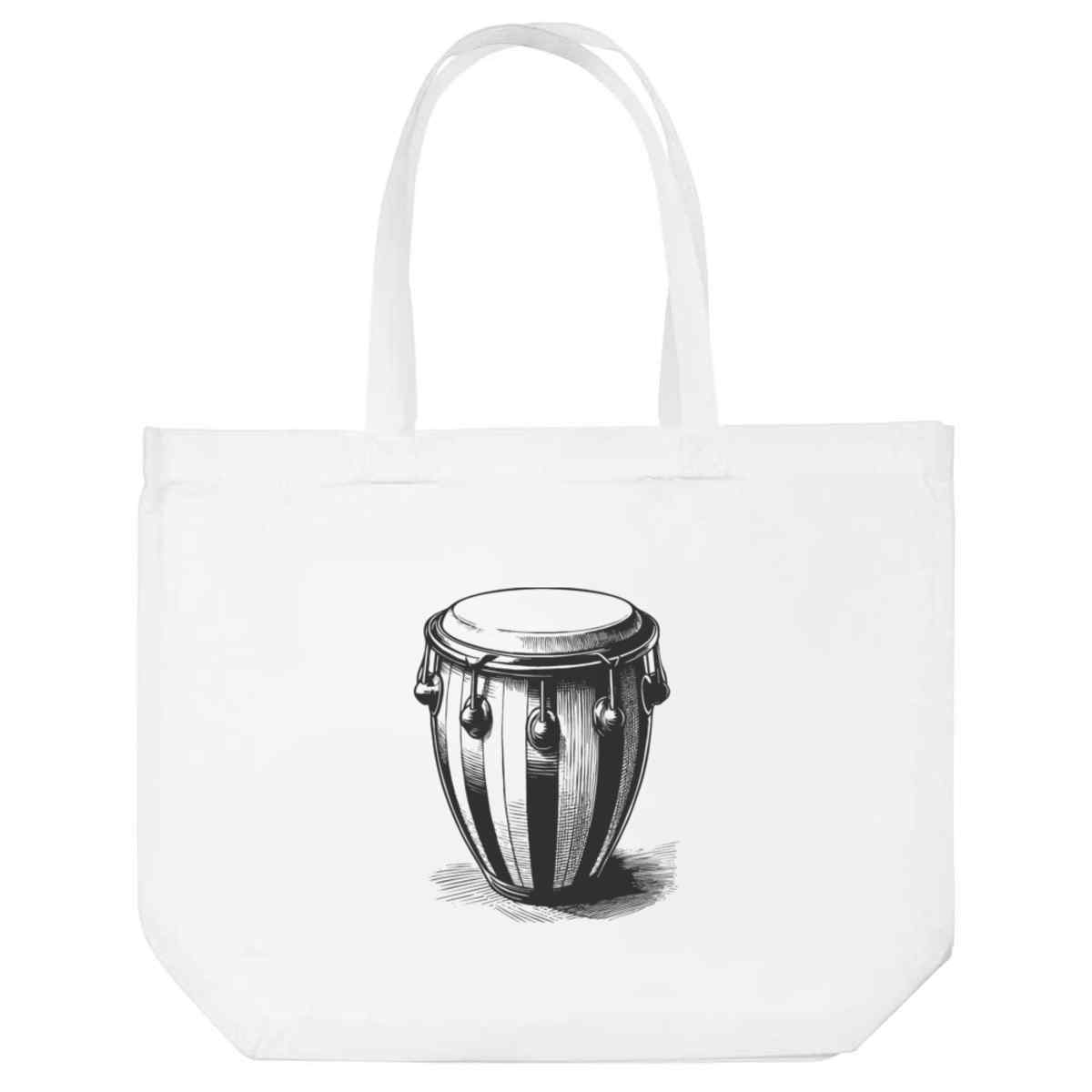 'Bongo Drum' Reusable Shopping Tote Bag - White - Reusable Shopper for Groceries, Books, Work, School and Travel (BG00087968)