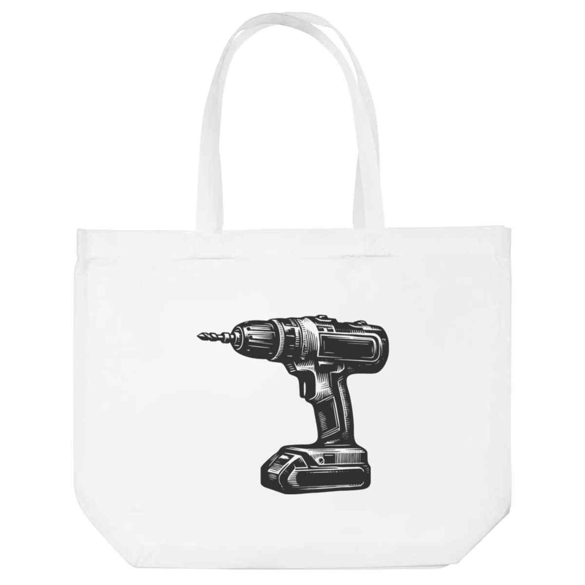 'Cordless Drill' Reusable Shopping Tote Bag - White - Reusable Shopper for Groceries, Books, Work, School and Travel (BG00087984)