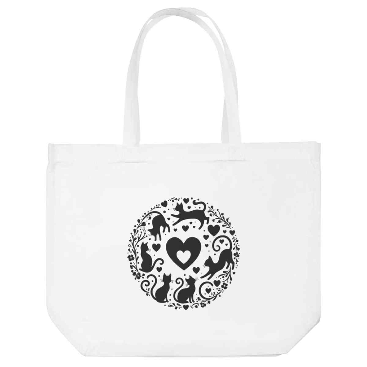 'Playful Cats' Reusable Shopping Tote Bag - White - Reusable Shopper for Groceries, Books, Work, School and Travel (BG00088024)