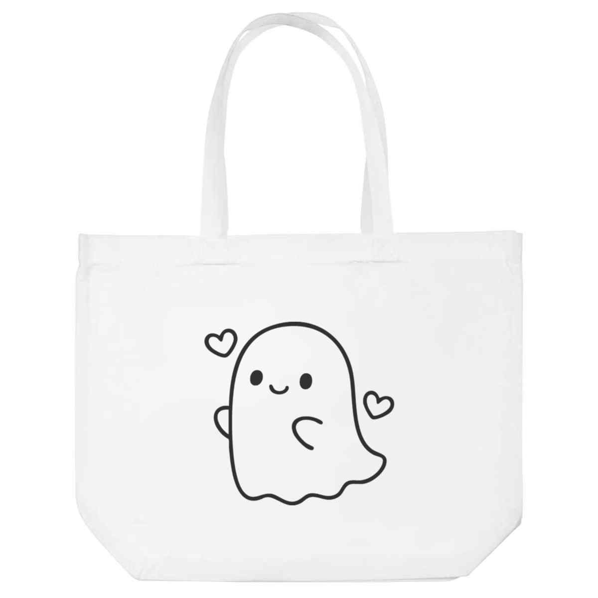 'Ghost love to give' Reusable Shopping Tote Bag - White - Reusable Shopper for Groceries, Books, Work, School and Travel (BG00088184)