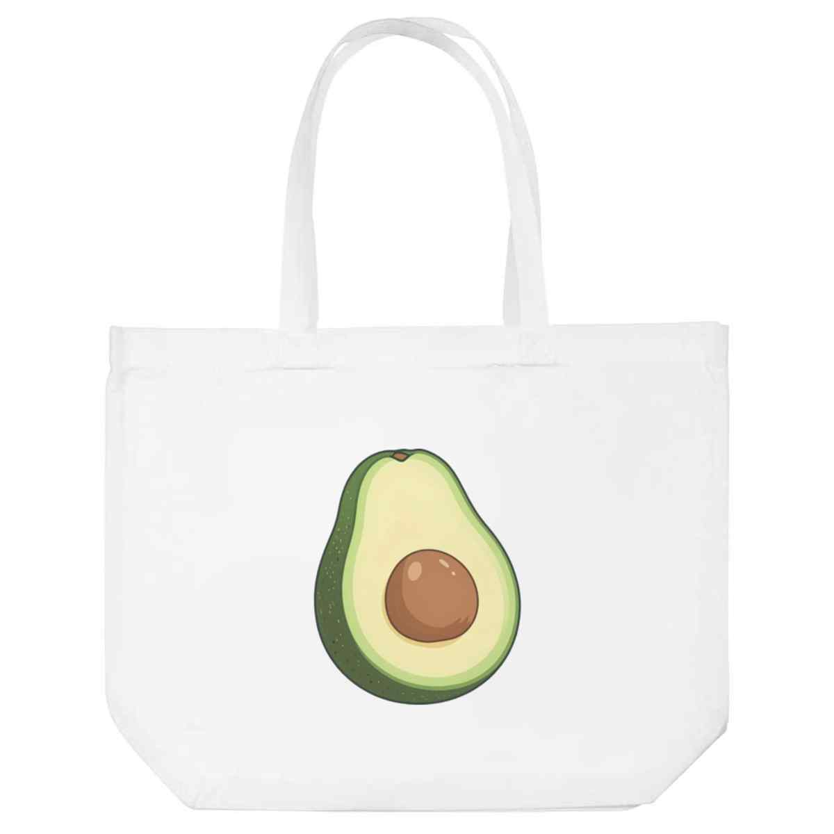 'Cartoon Style Avocado' Reusable Shopping Tote Bag - White - Reusable Shopper for Groceries, Books, Work, School and Travel (BG00089067)