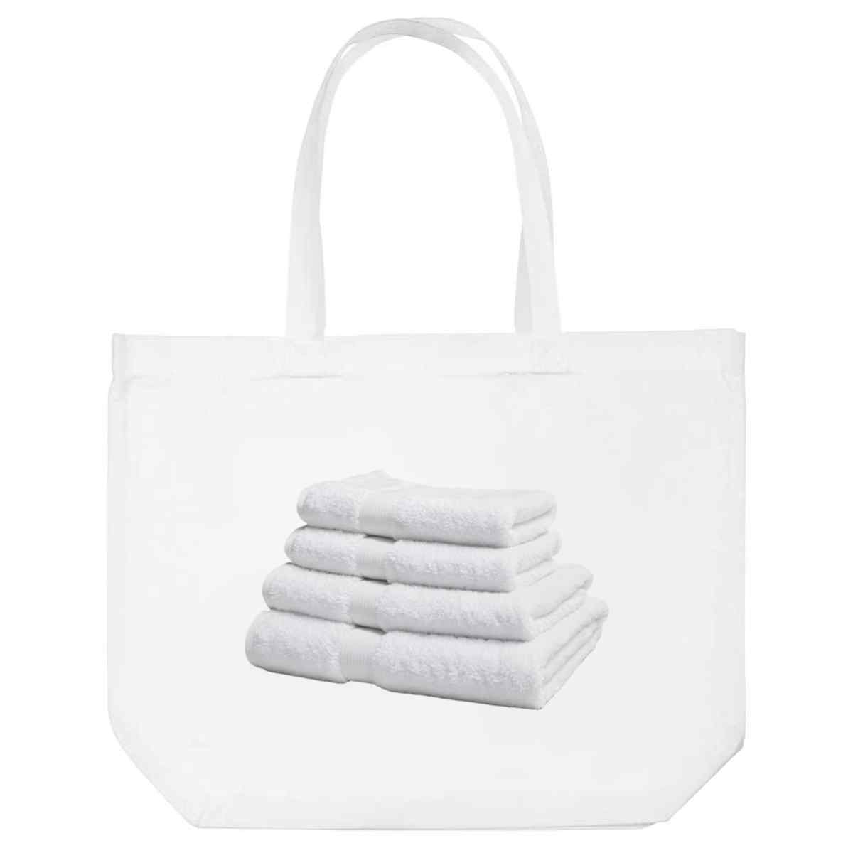 'Pile of Towels' Reusable Shopping Tote Bag - White - Reusable Shopper for Groceries, Books, Work, School and Travel (BG00089185)