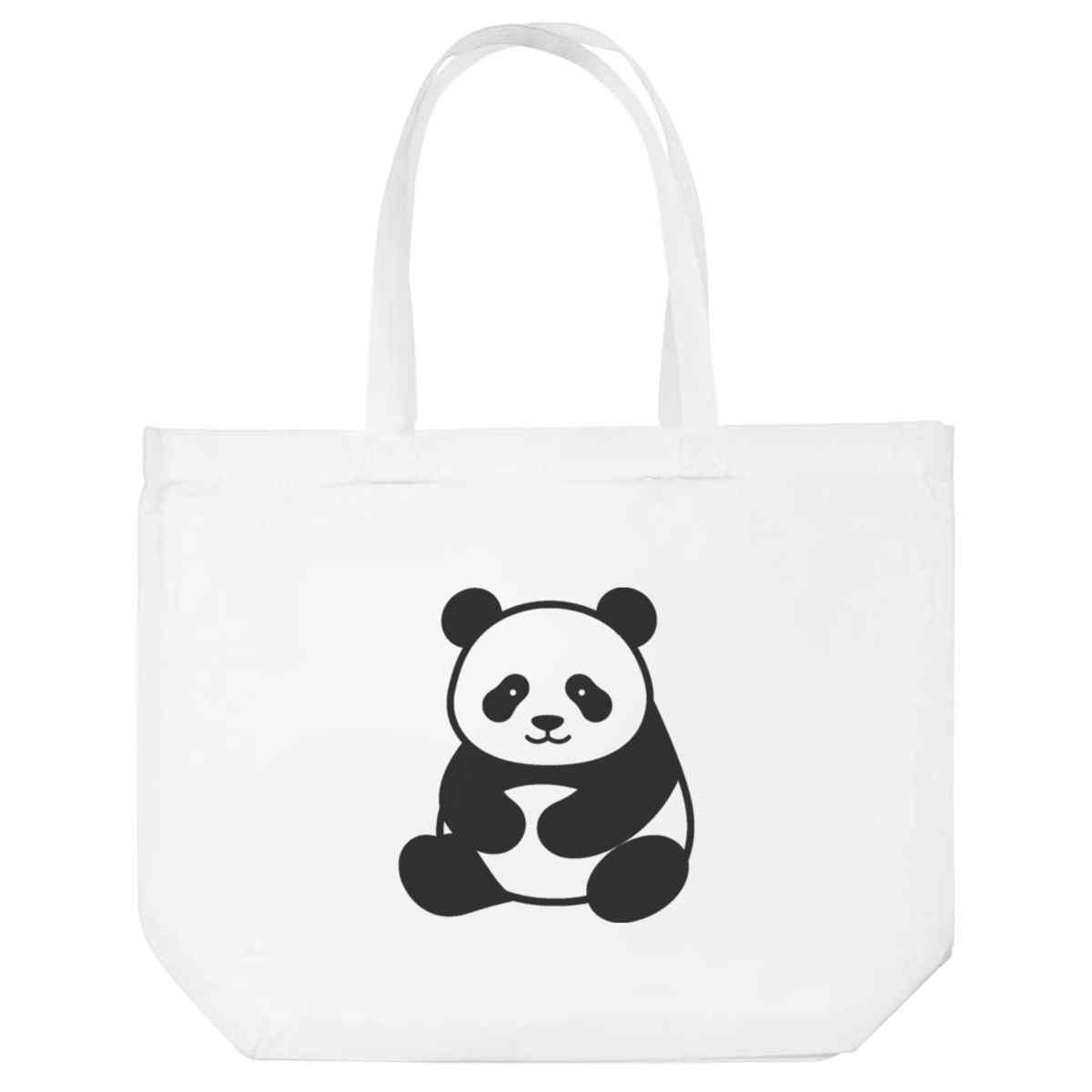 'Panda Bear' Reusable Shopping Tote Bag - White - Reusable Shopper for Groceries, Books, Work, School and Travel (BG00089436)