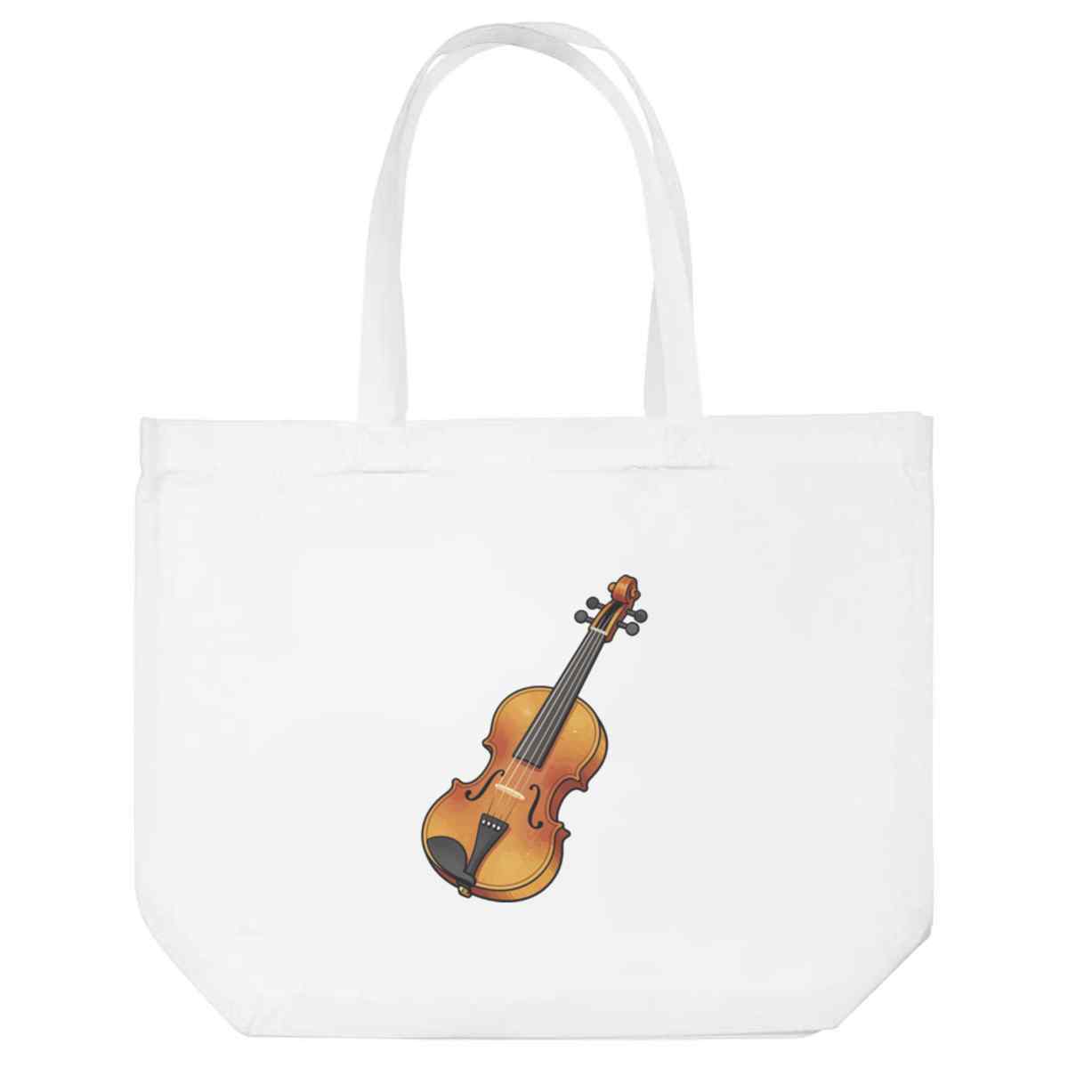 'Violin' Reusable Shopping Tote Bag - White - Reusable Shopper for Groceries, Books, Work, School and Travel (BG00090093)