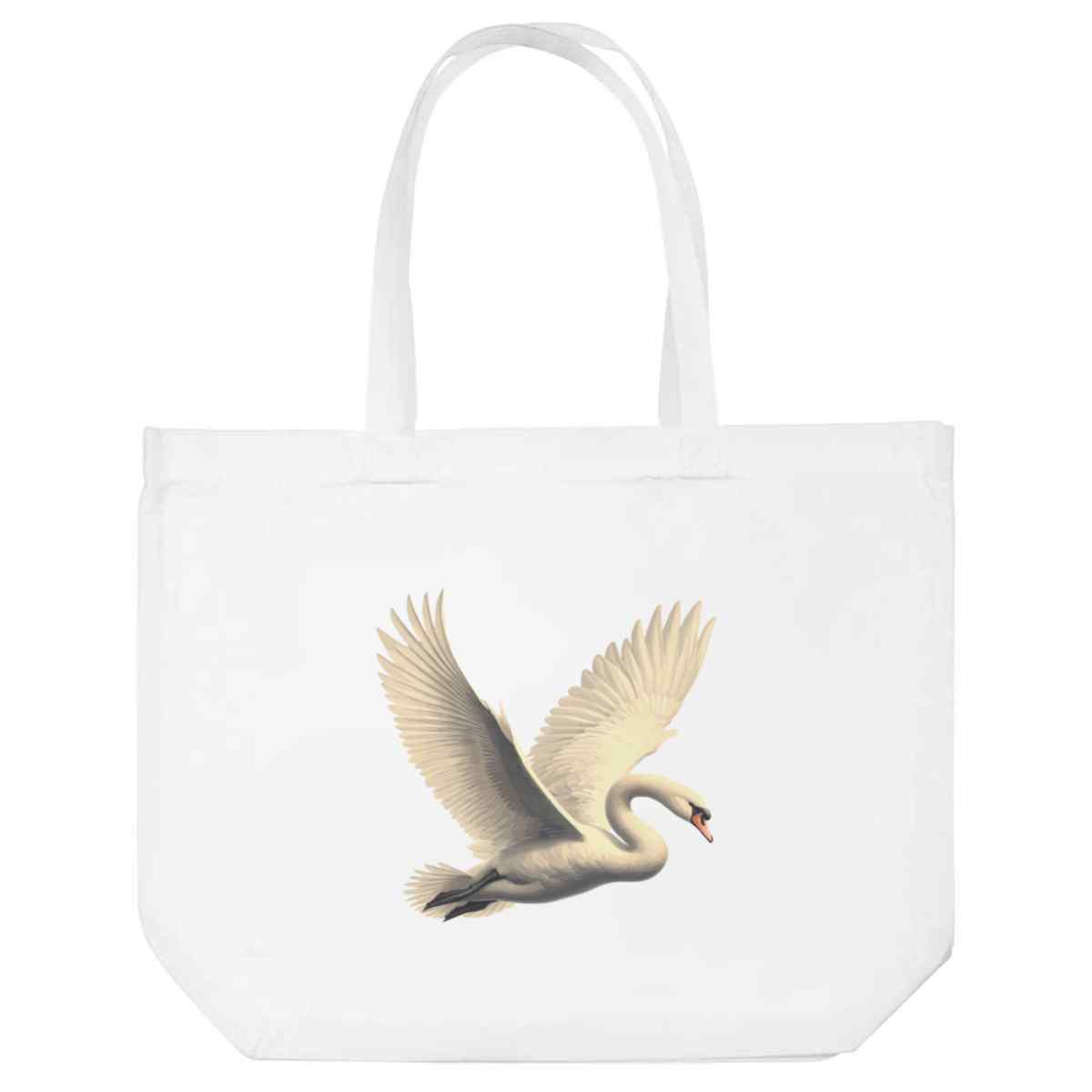 'Mute Swan Flying' Reusable Shopping Tote Bag - White - Reusable Shopper for Groceries, Books, Work, School and Travel (BG00090265)