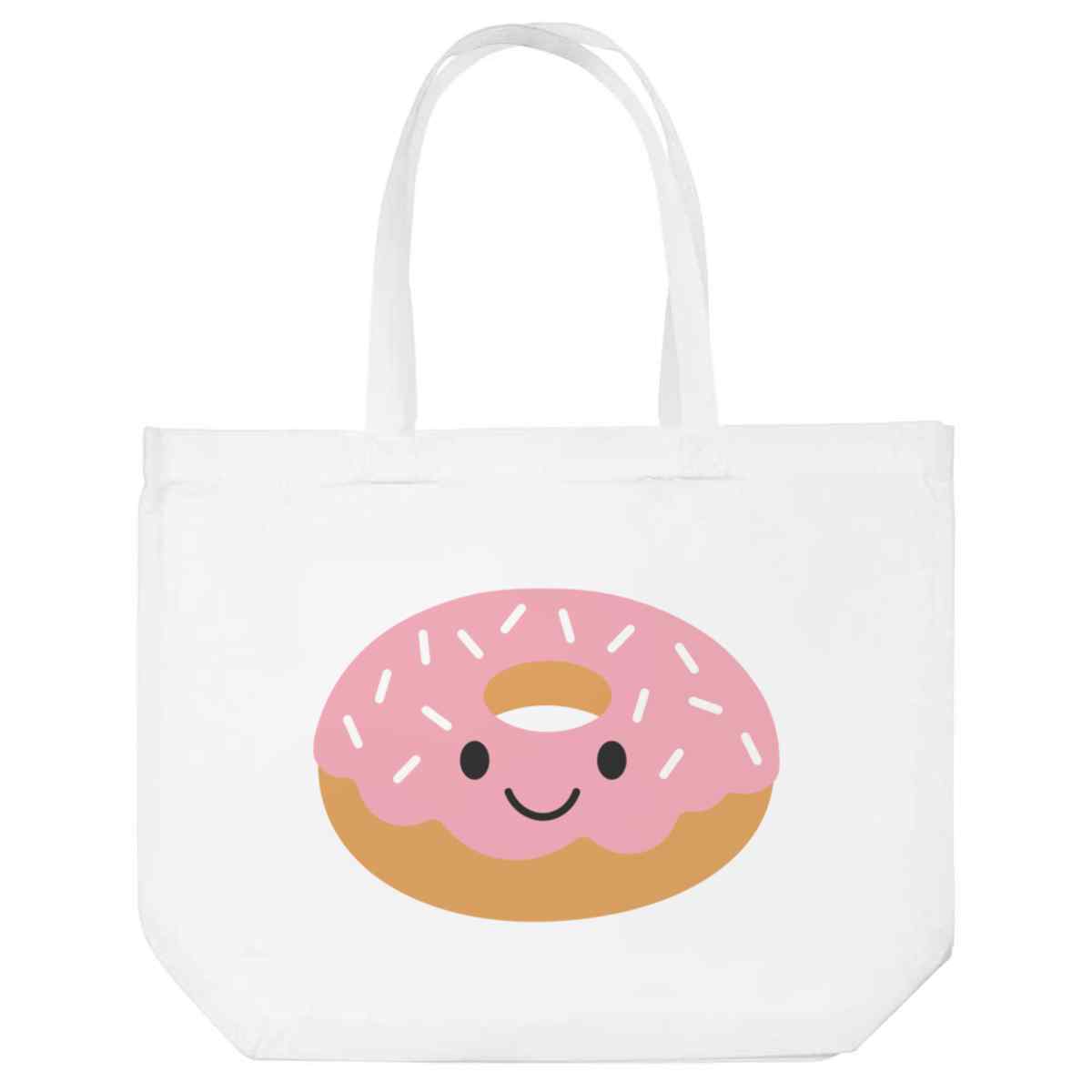 'Danni the Donut' Reusable Shopping Tote Bag - White - Reusable Shopper for Groceries, Books, Work, School and Travel (BG00090334)
