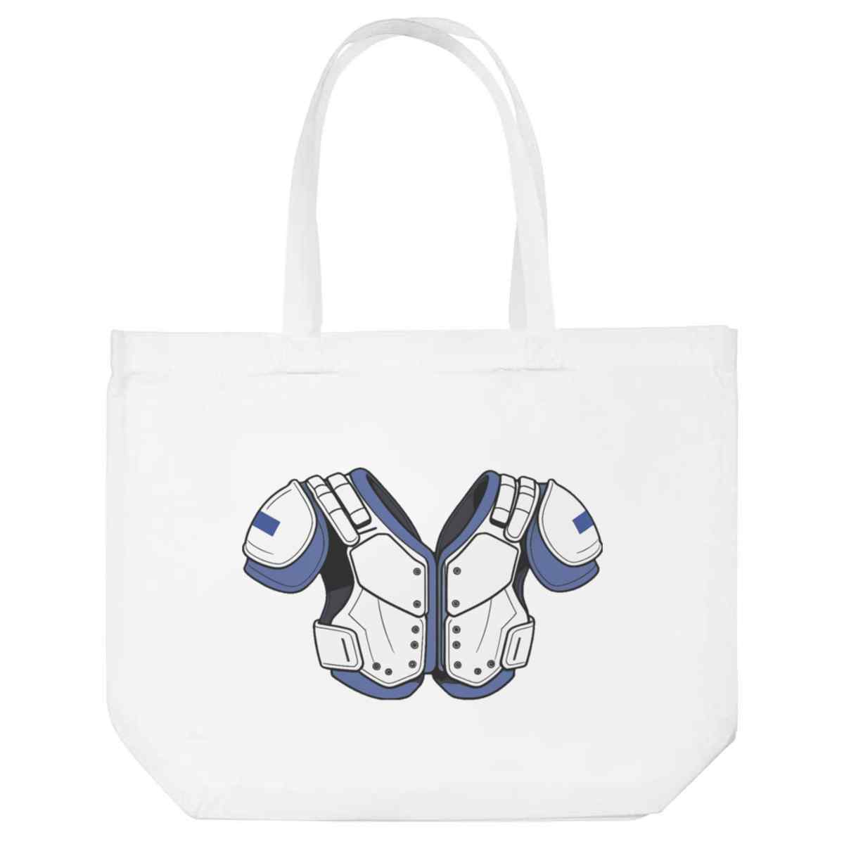 'Football Shoulder Pads' Reusable Shopping Tote Bag - White - Reusable Shopper for Groceries, Books, Work, School and Travel (BG00090601)