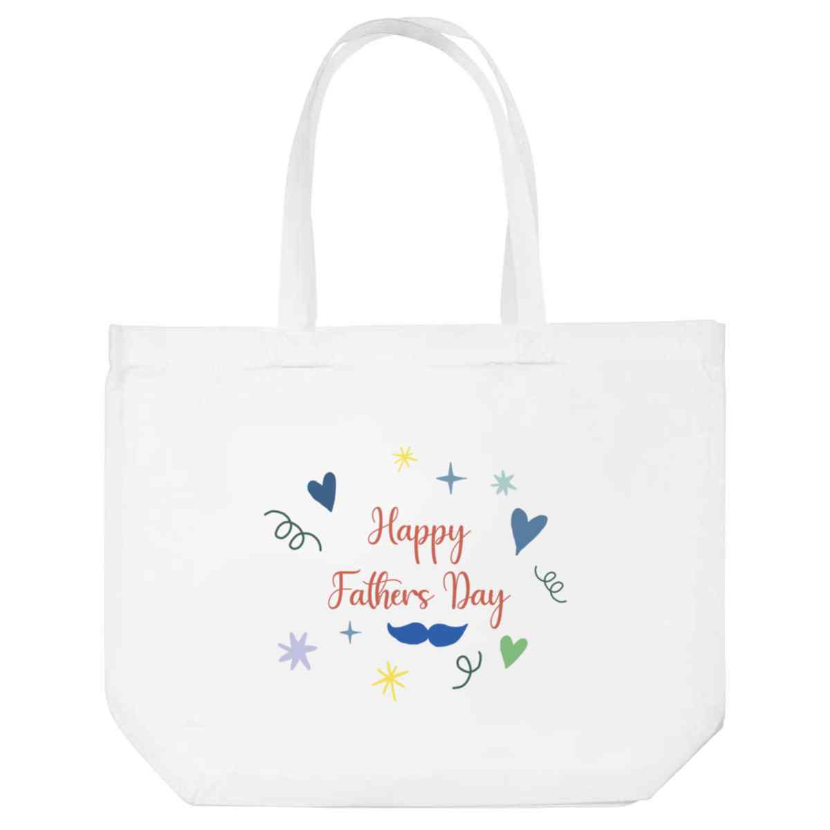 'Happy Fathers Day' Reusable Shopping Tote Bag - White - Reusable Shopper for Groceries, Books, Work, School and Travel (BG00090830)