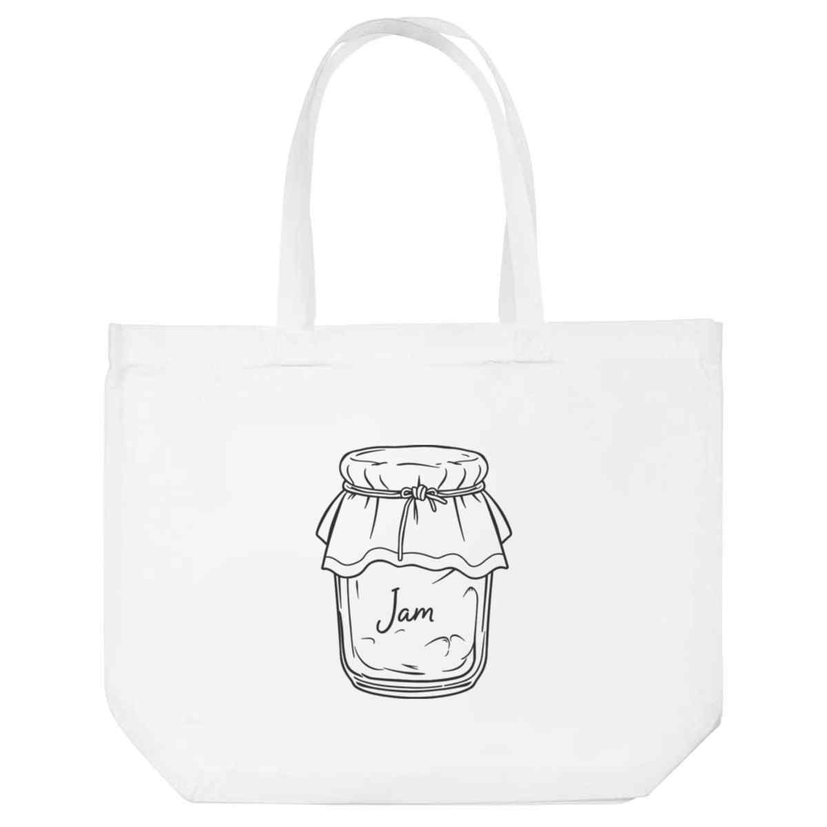 'Jam Jar' Reusable Shopping Tote Bag - White - Reusable Shopper for Groceries, Books, Work, School and Travel (BG00091535)